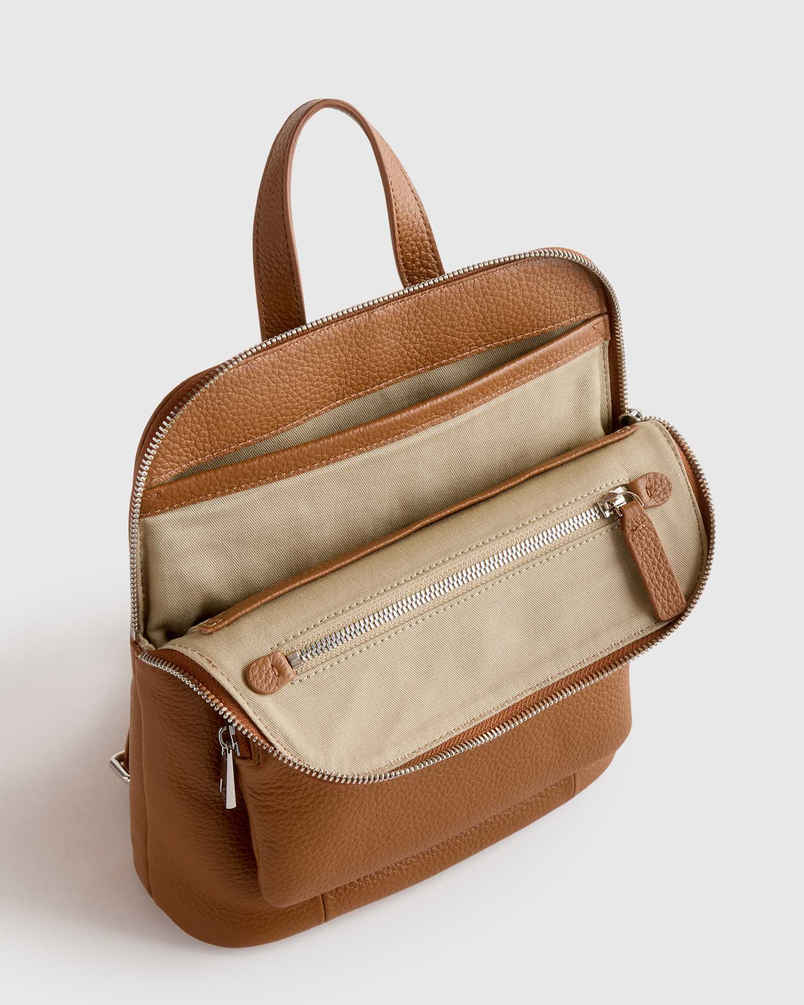 Women's Italian Leather Mini Convertible Backpack in Cognac by Quince Women's Italian Leather Mini Convertible Backpack in Cognac by Quince