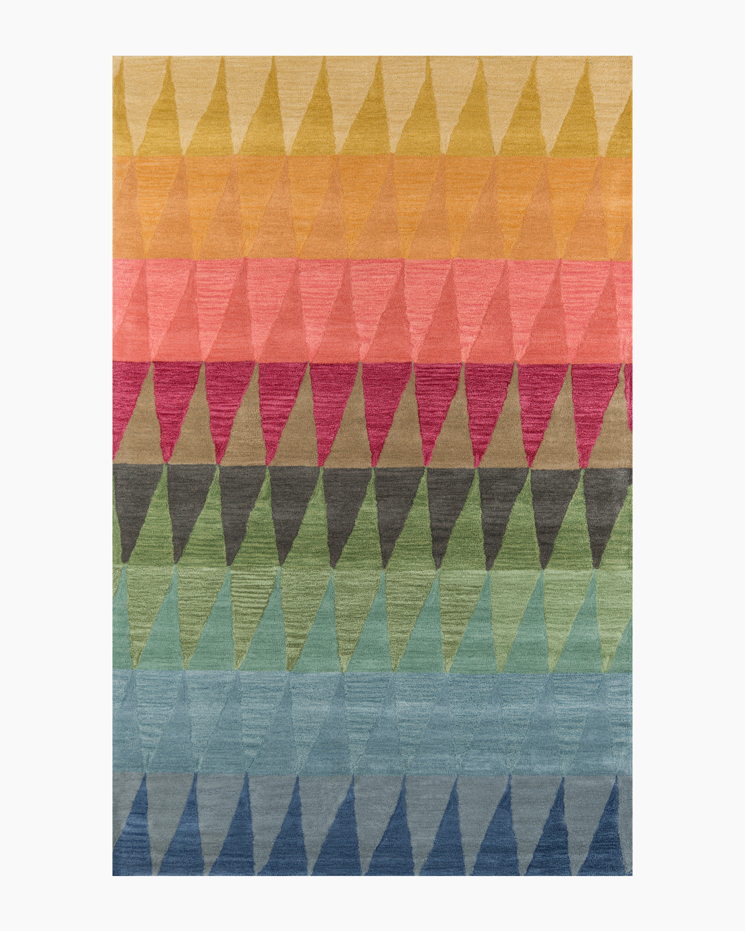 Red Multi Rainbow Geo Hand-Tufted Rug