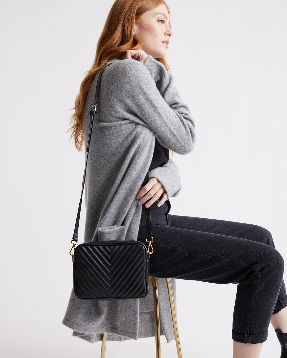 Italian Leather Quilted Crossbody Bag