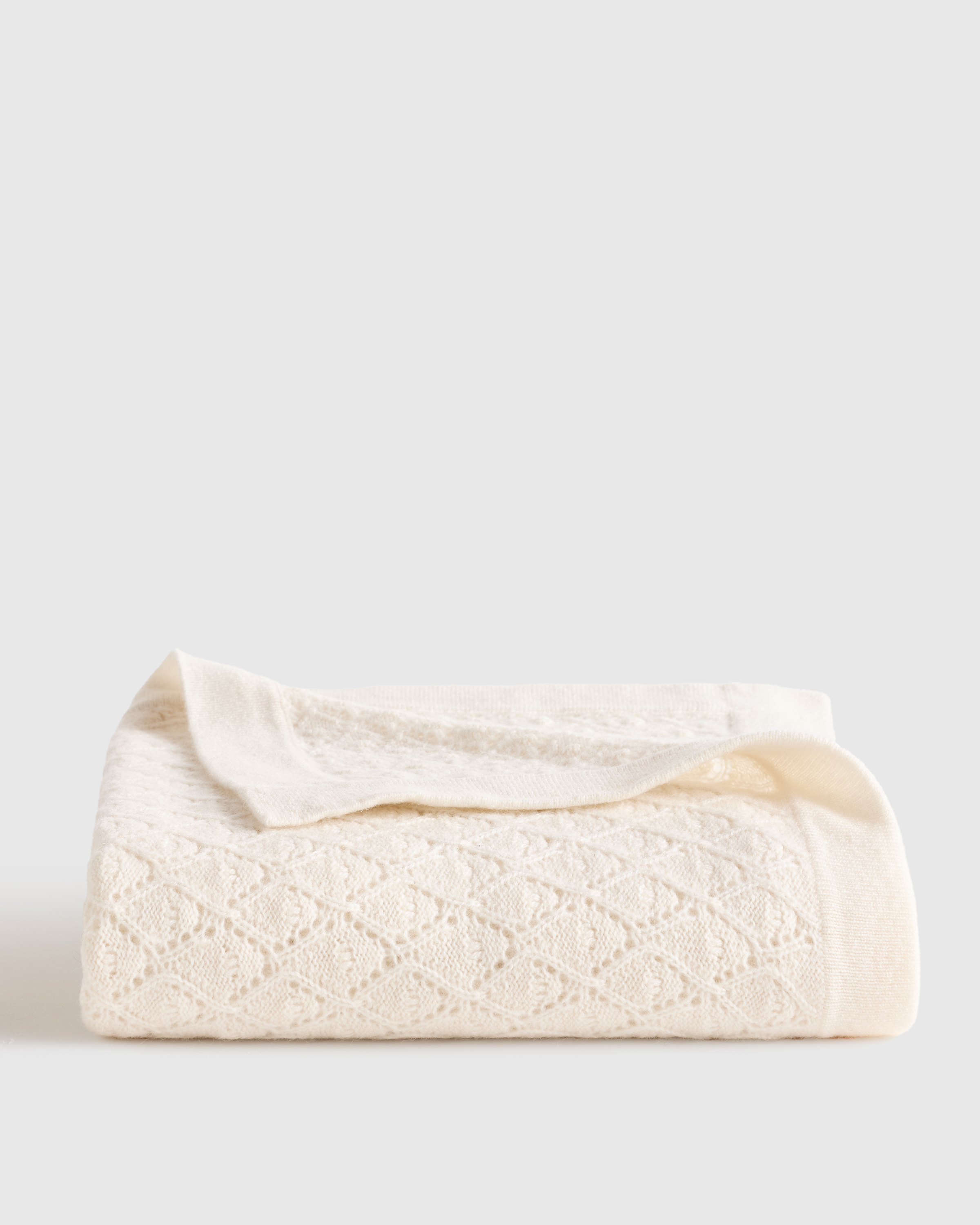 Ivory Mongolian Cashmere Pointelle Baby Blanket