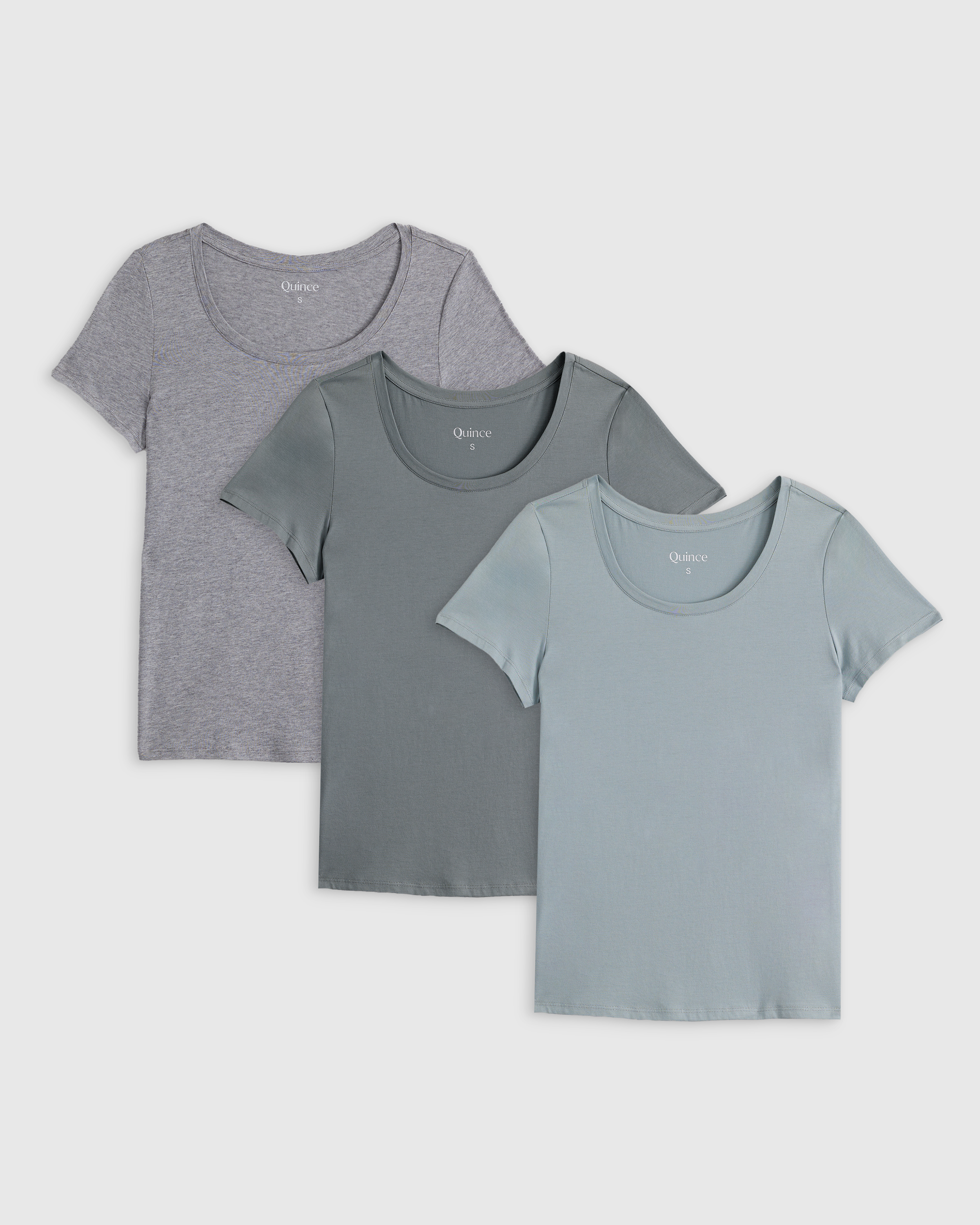 Heather Grey Cotton Modal Scoop Neck Tee 3 Pack Bundle