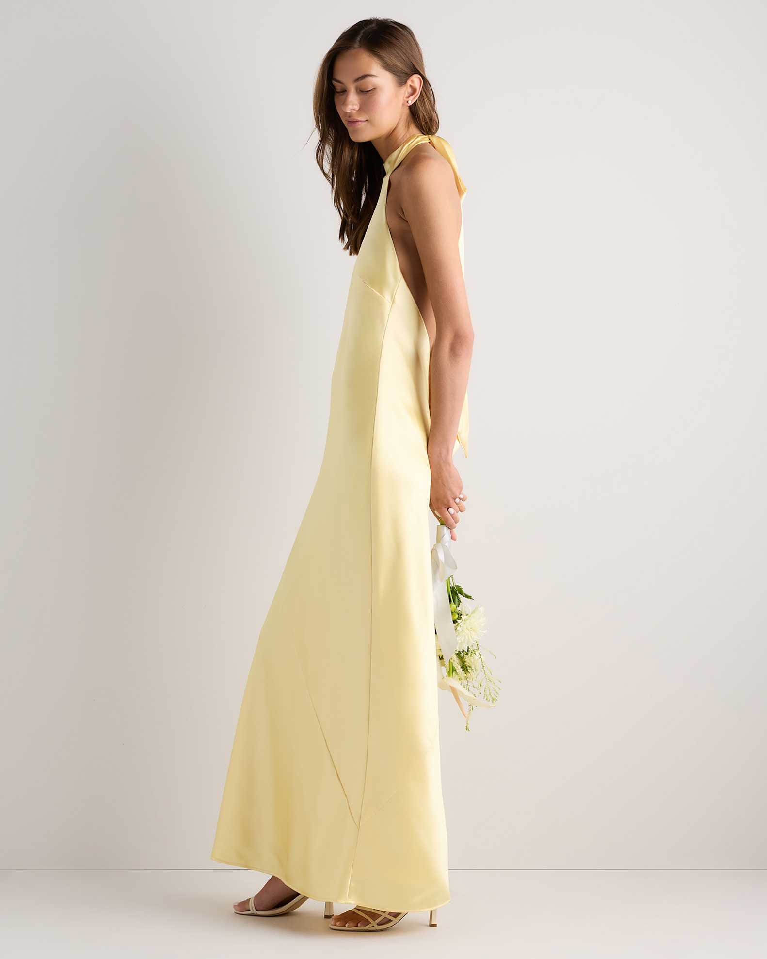 quince yellow silk dress Women's Washable Stretch Silk High Neck Midi Dress in Mineral Yellow, Size Large, Mulberry Silk by Quince