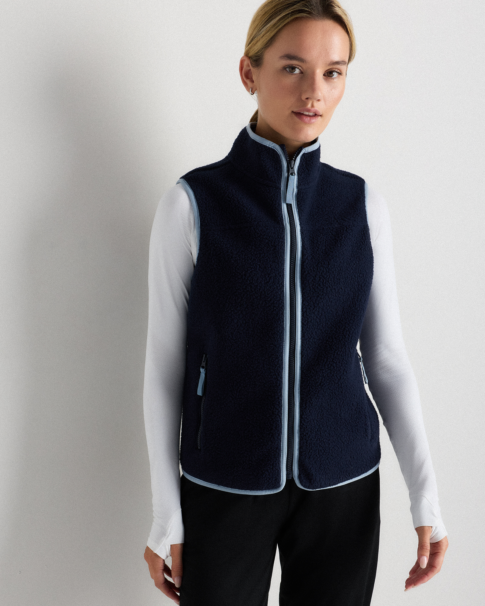Deep Navy/Spa Blue Sherpa Full-Zip Vest