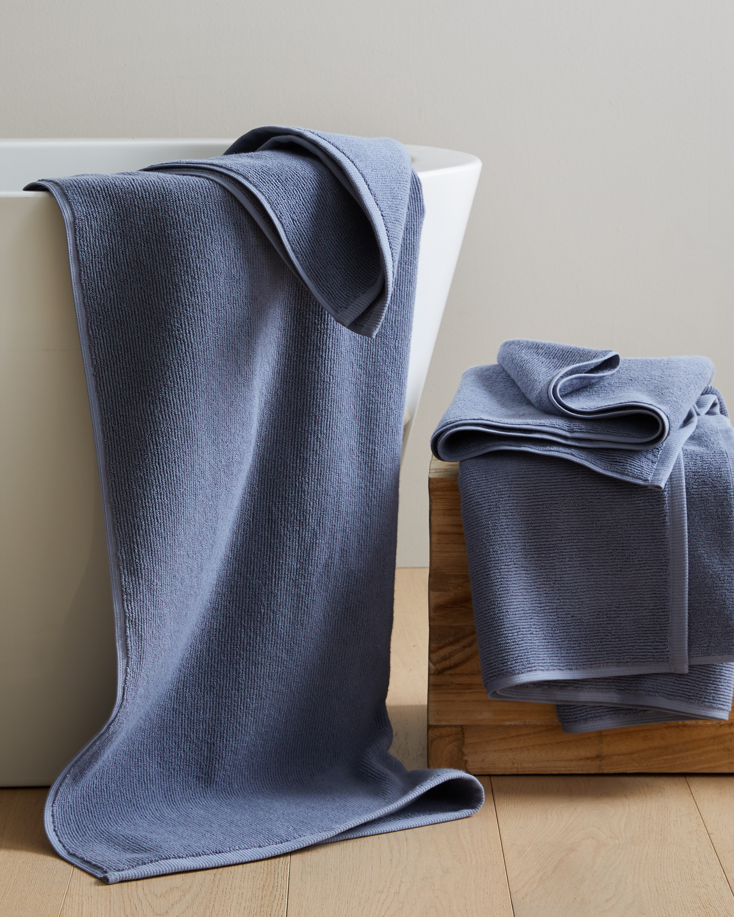 Turkish Ribbed Quick Dry Bath Towel (Set of 2)