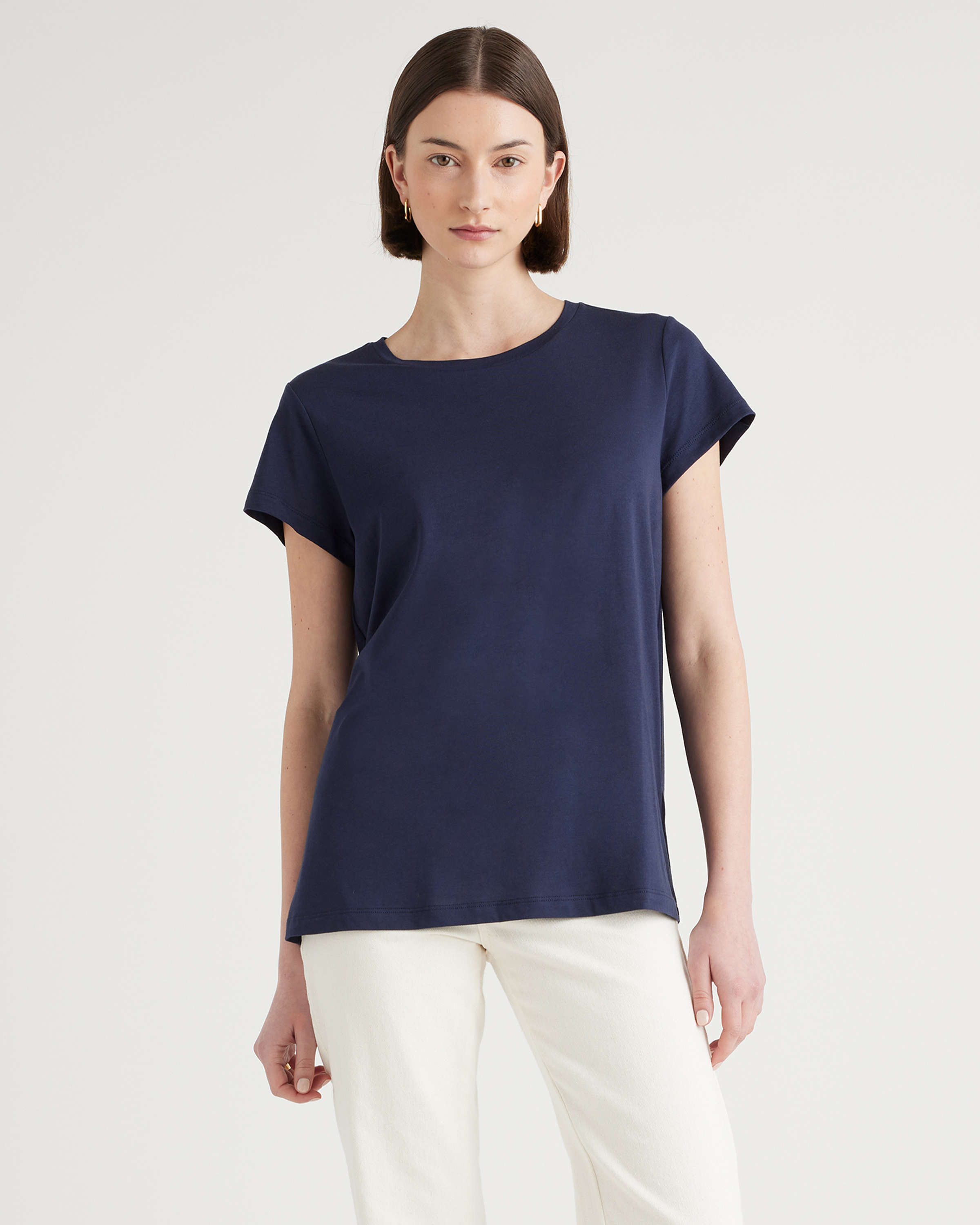 Cotton Modal Crew Neck Swing Tee 3 Pack Bundle in Heather Grey