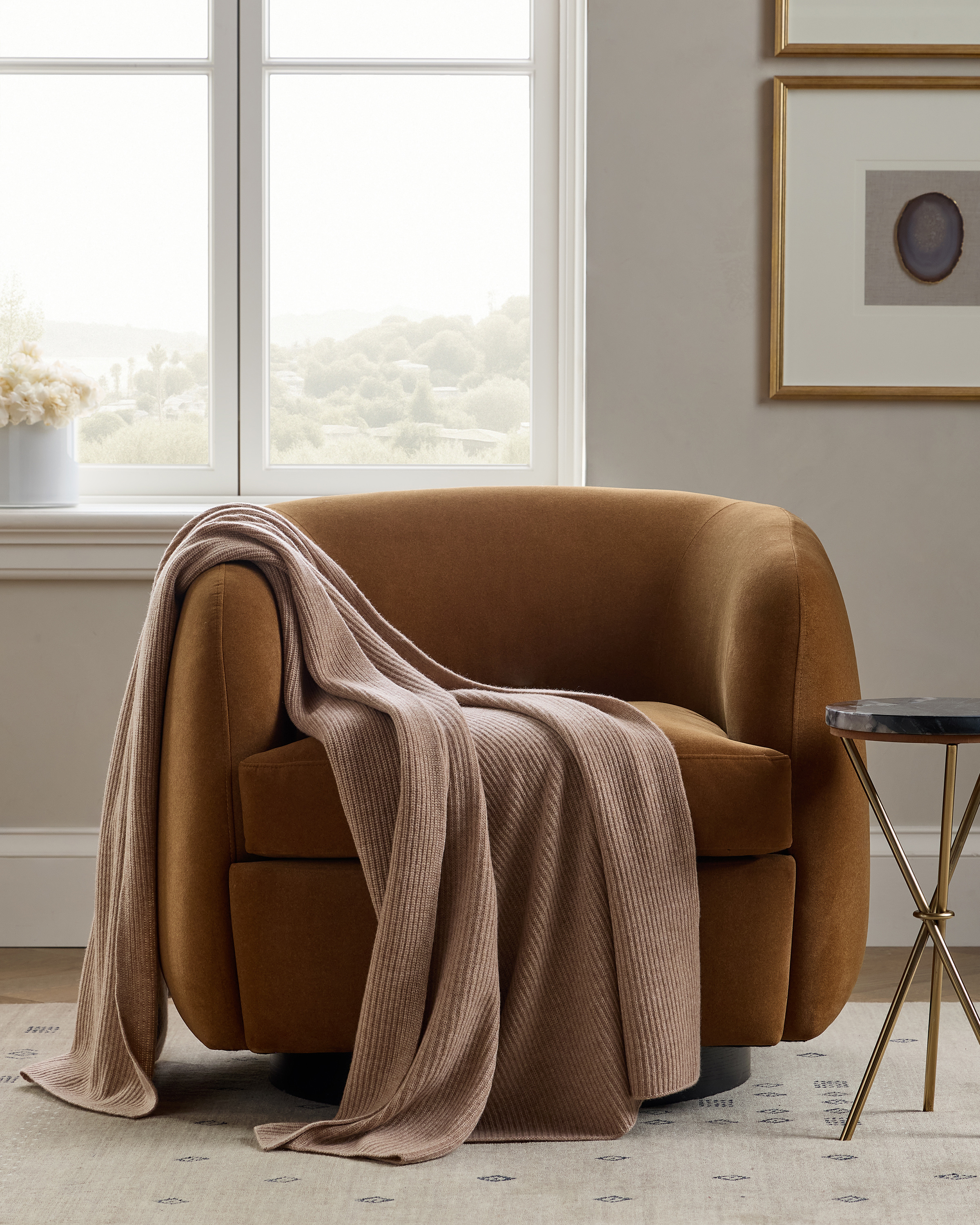Quince Cashmere Ribbed Knit Throw - Thumbnail 4