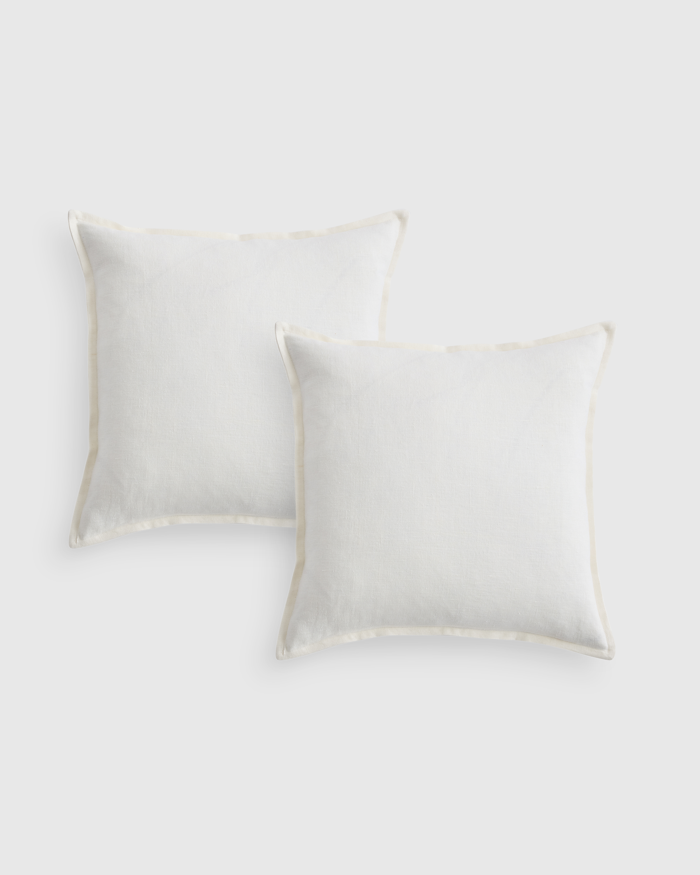 European Linen Flange Edge Pillow Cover (Set of 2) - Ivory, 20x20