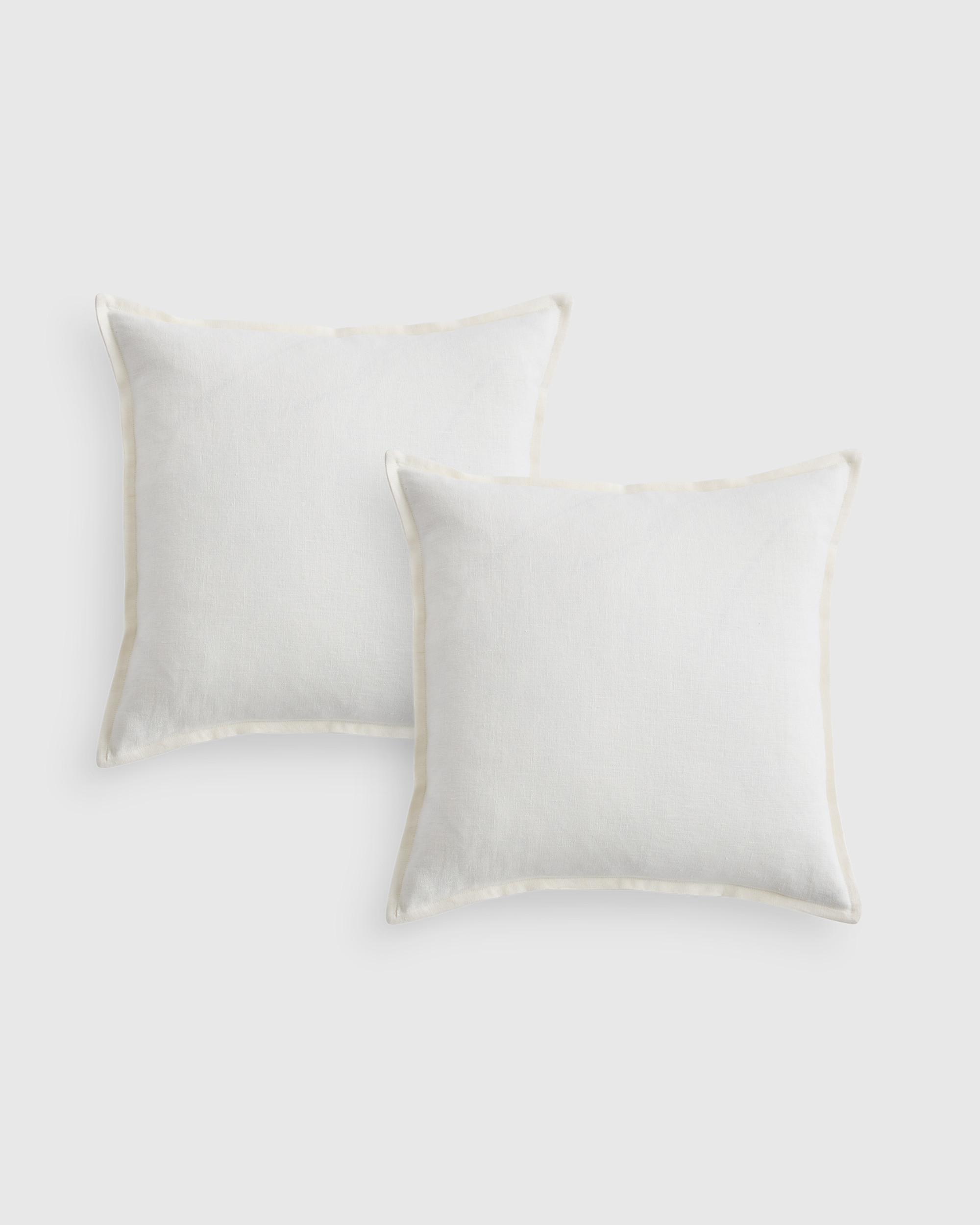 European Linen Flange Edge Pillow Cover (Set of 2) - Ivory, 20x20