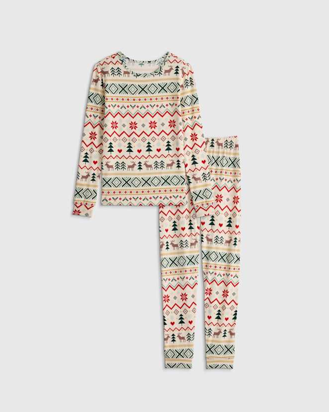Fairisle Scene Bamboo Long Sleeve and Pant Pajama Set