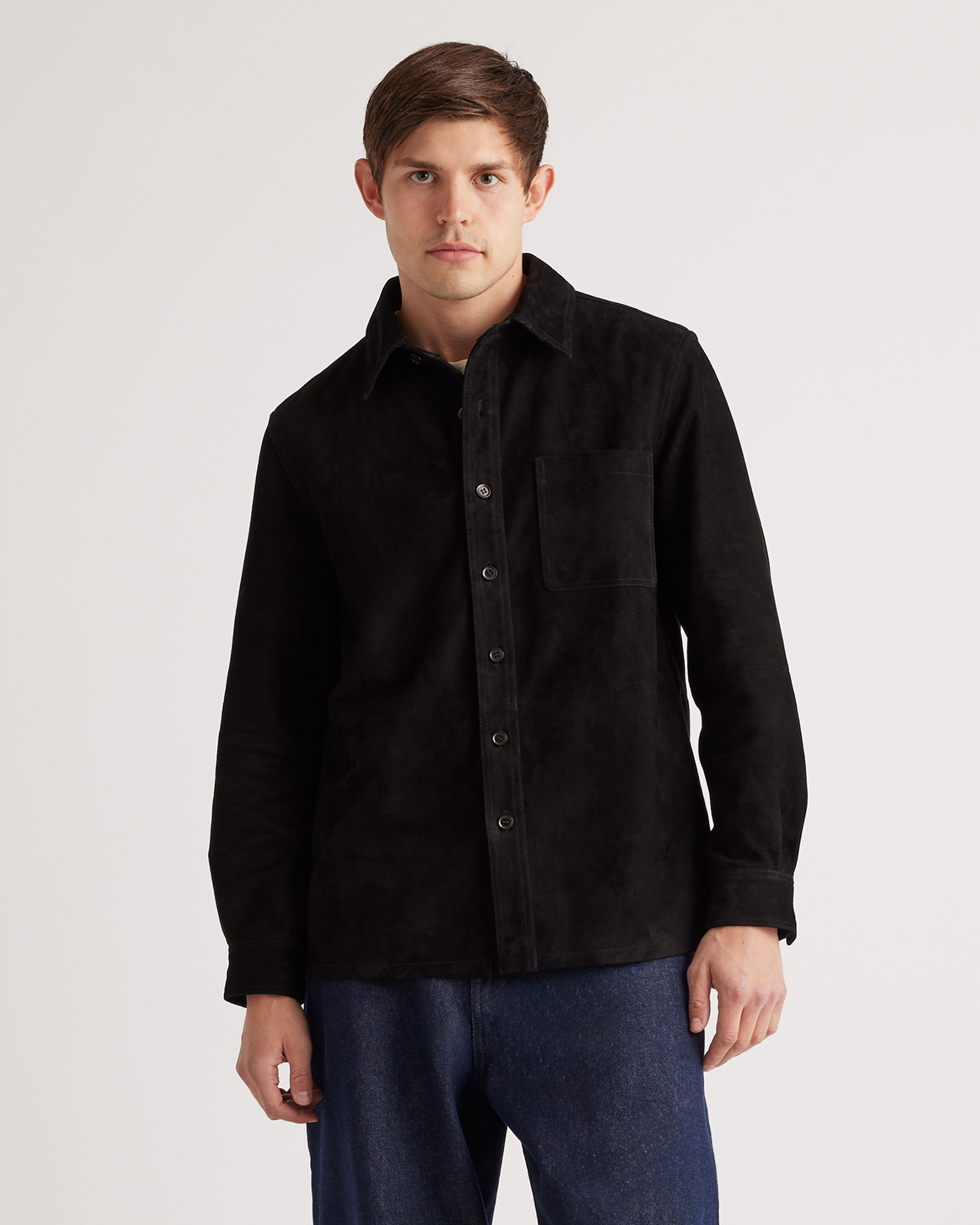 Quince Men's 100% Suede Overshirt In Black