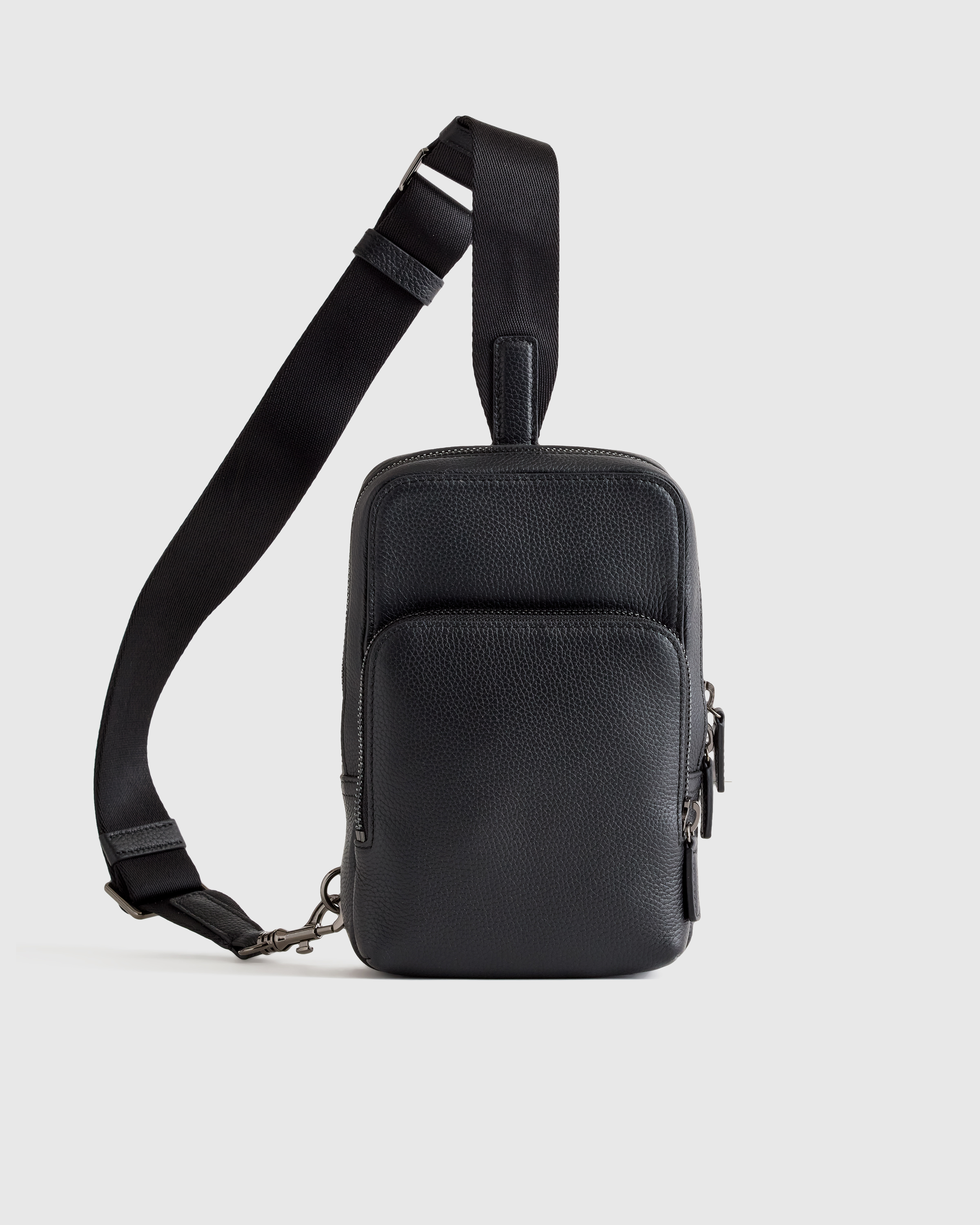 Black Excursion Italian Leather Sling Pack
