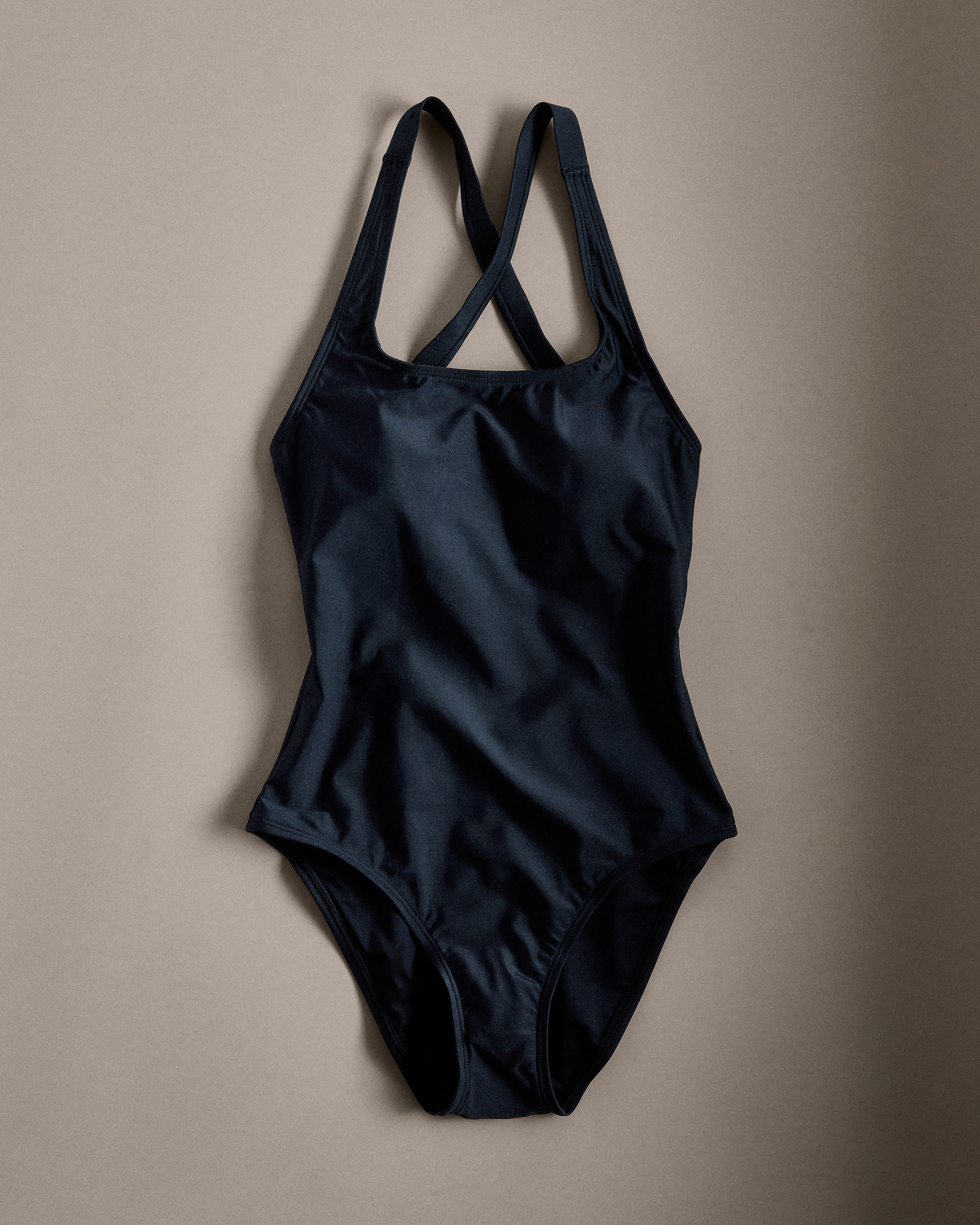 Black Italian Cross-Back One-Piece Swimsuit