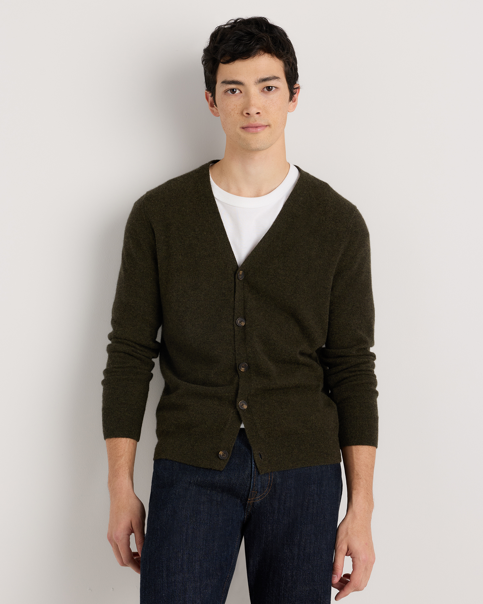 Olive Twist Mongolian Cashmere Cardigan Sweater