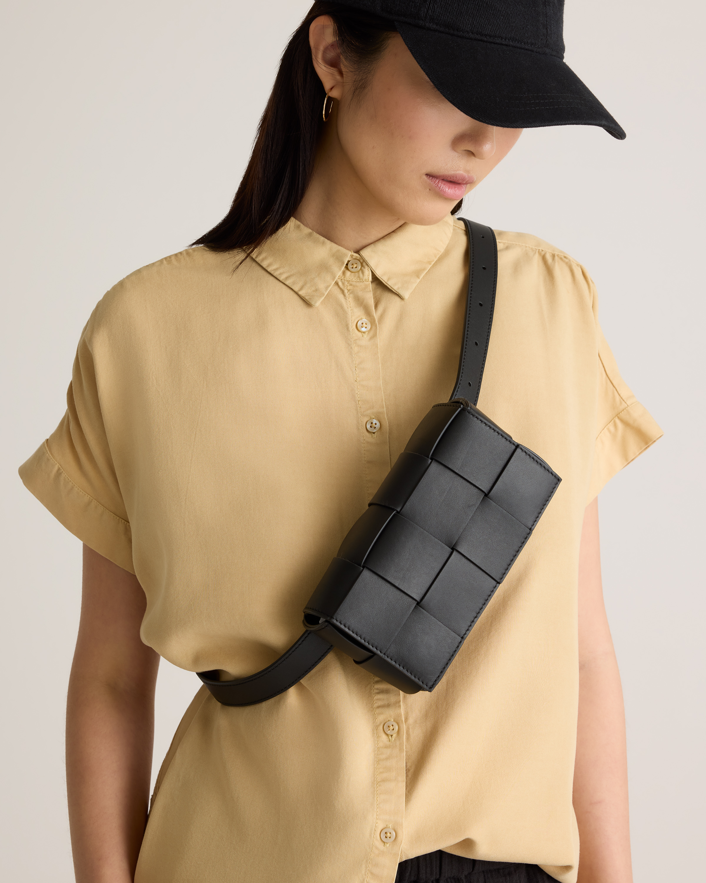 Italian Leather Handwoven Box Belt Bag