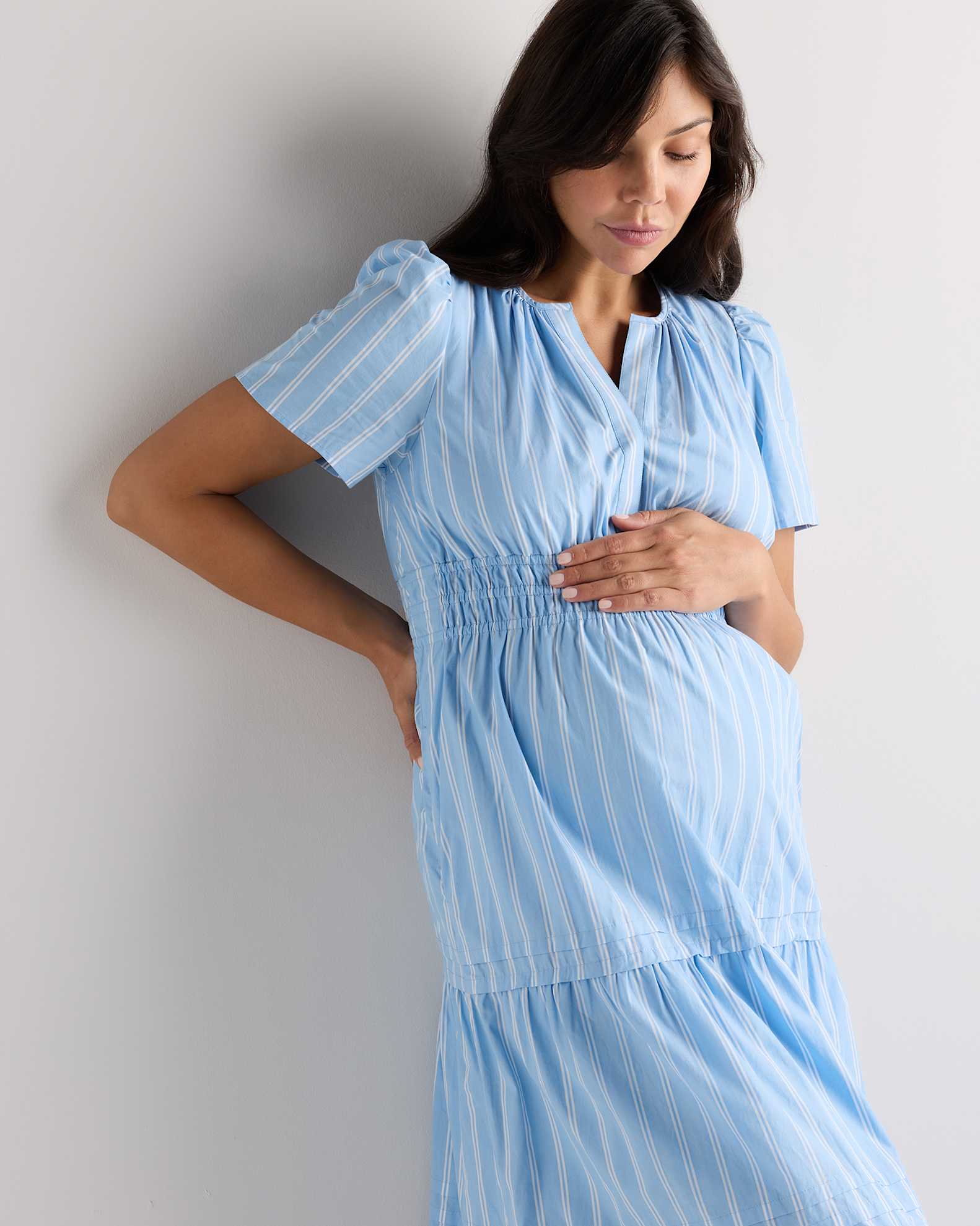 100 cotton maternity dress Livvy 100% Maxi in Rust Brown offering a flattering Olive Green 100% Cotton Button-Down