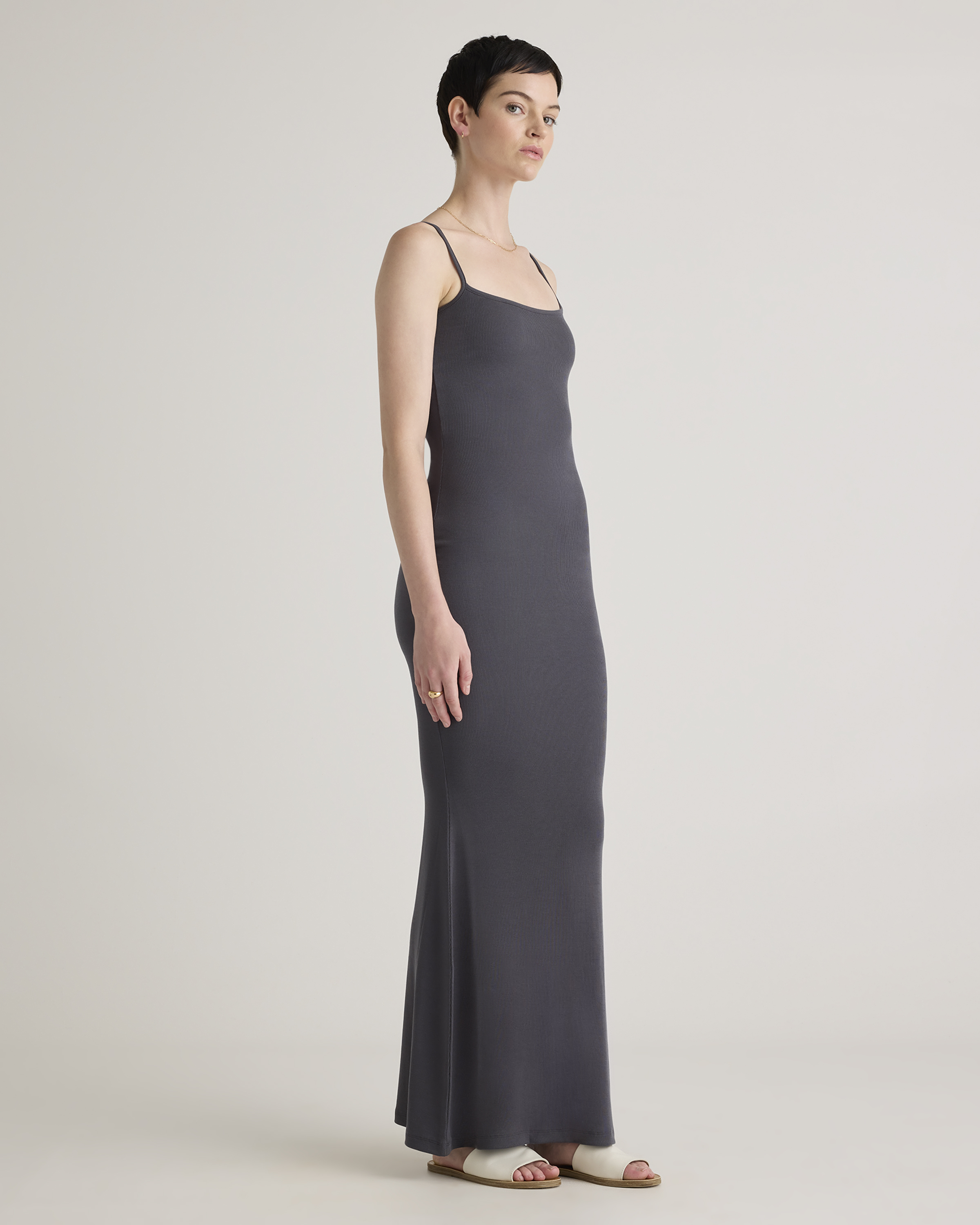 light grey knitted dress Grey High Neck Knit Dress Midi