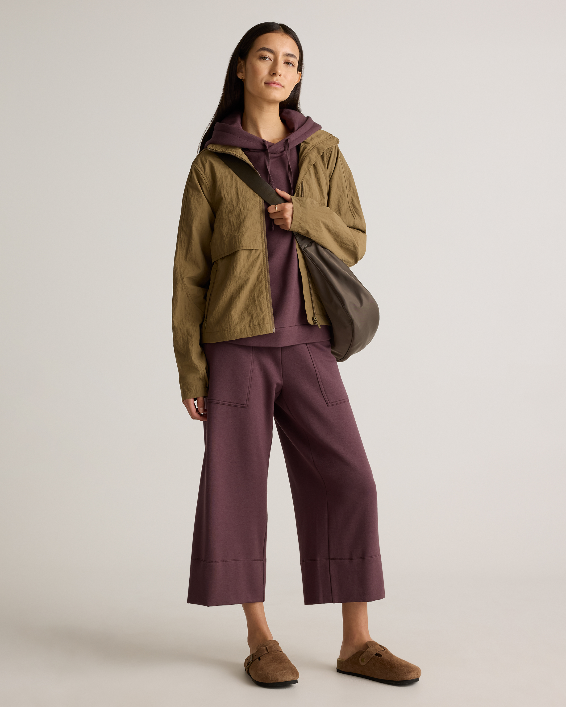 SuperSoft Fleece Cropped Wide Leg Pants