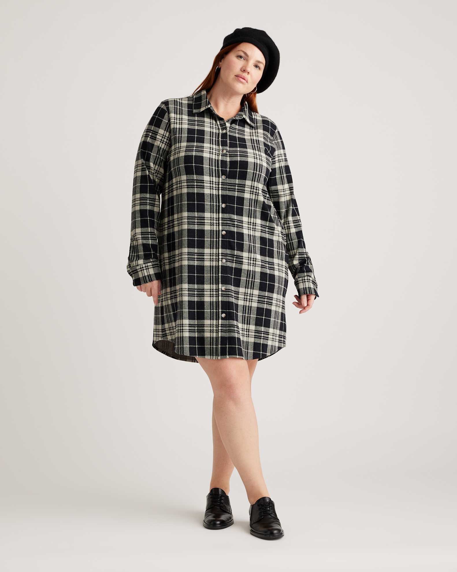 black check shirt dress Burberry Tatiana Ribbed Mini Dress