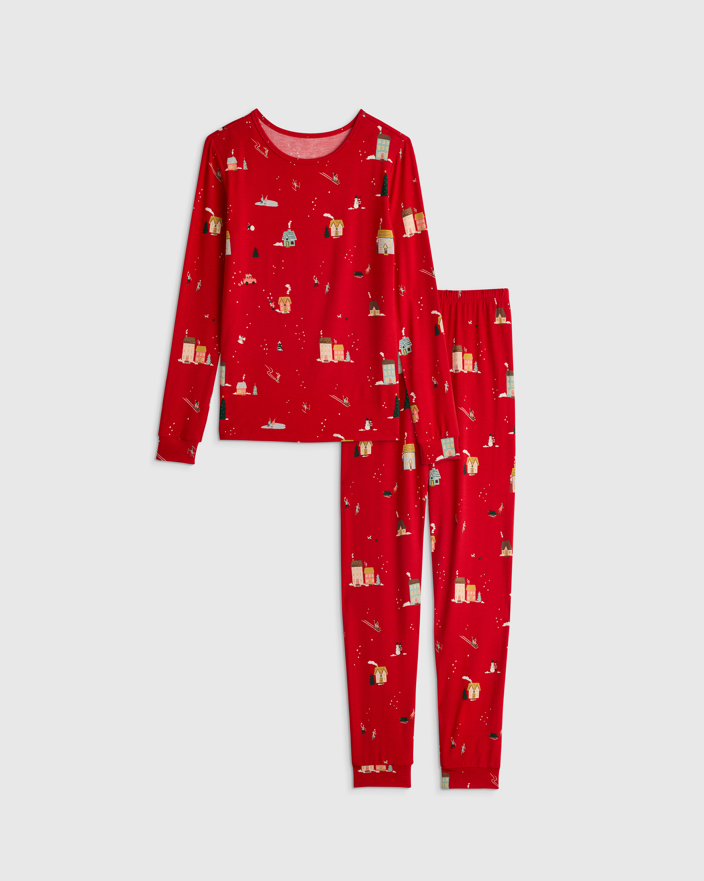 U--826 Toddler Bamboo Long Sleeve and Pant Pajama Set Holiday Scenic 16543 CROPPED 1