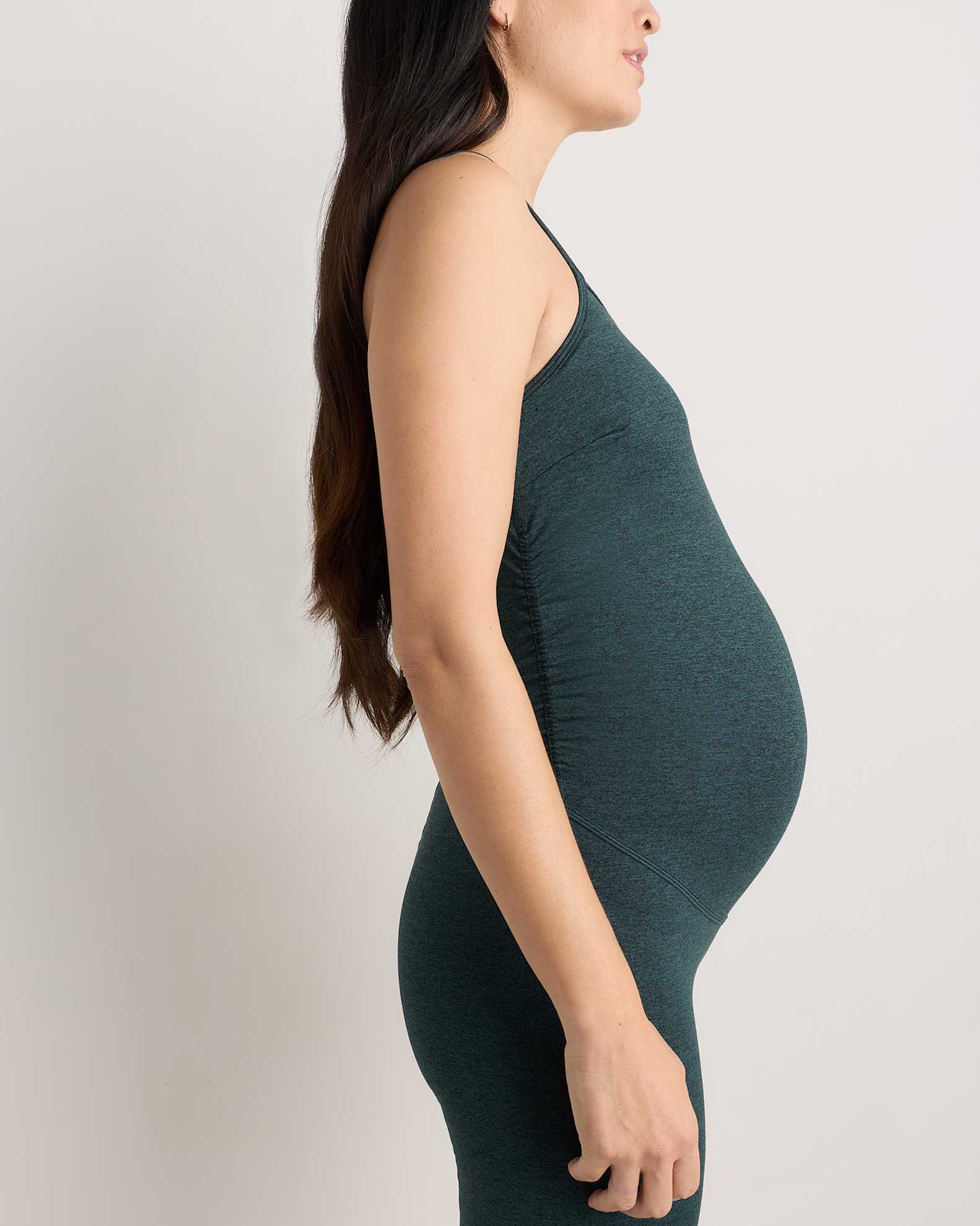 Women's Ultra-Soft Maternity Jumpsuit in Heather Green, Size Large, Polyester by Quince Women's Ultra-Soft Maternity Jumpsuit in Heather Green, Size Large, Polyester by Quince