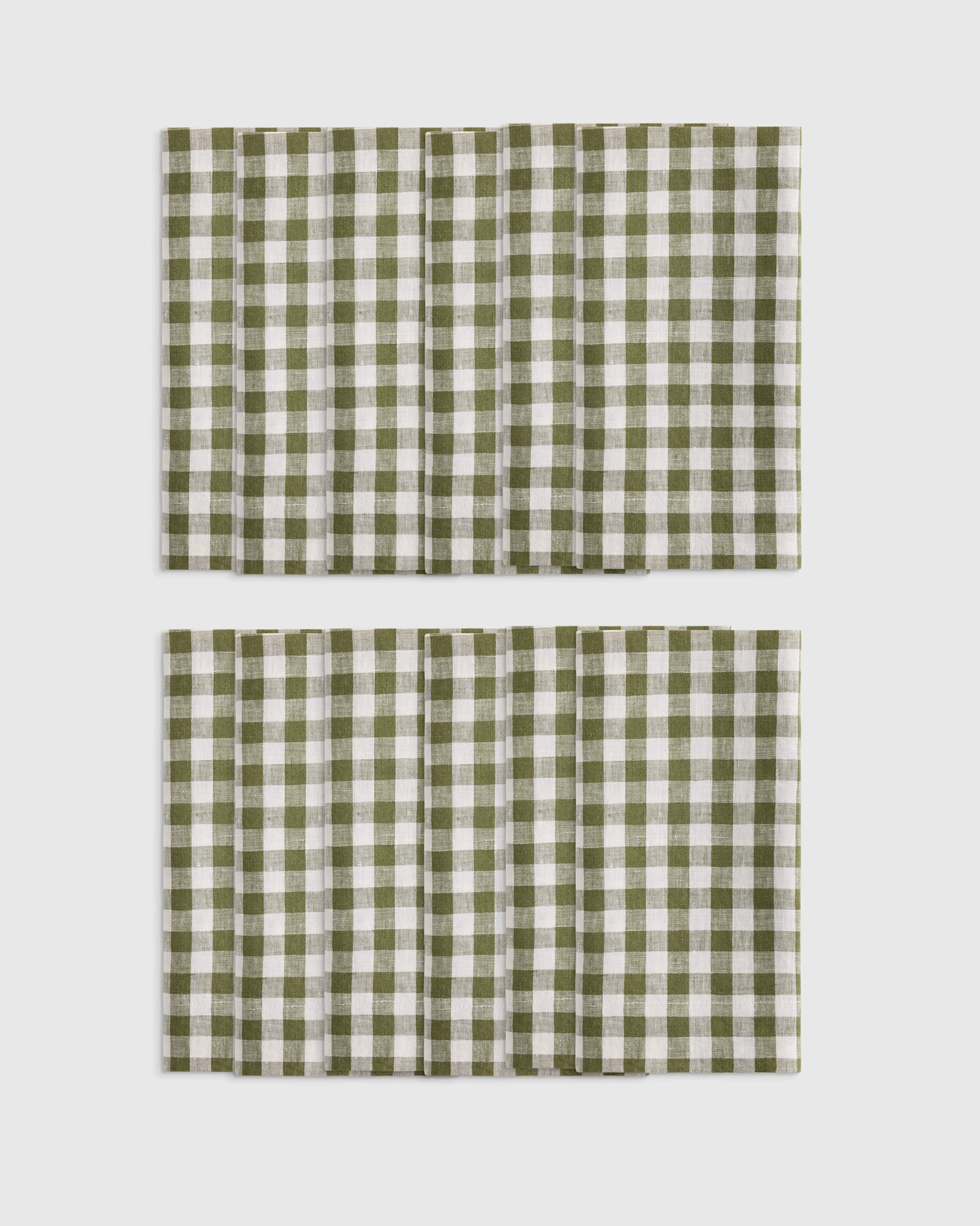 European Linen Wide-Hem Gingham Napkins, Set of 12