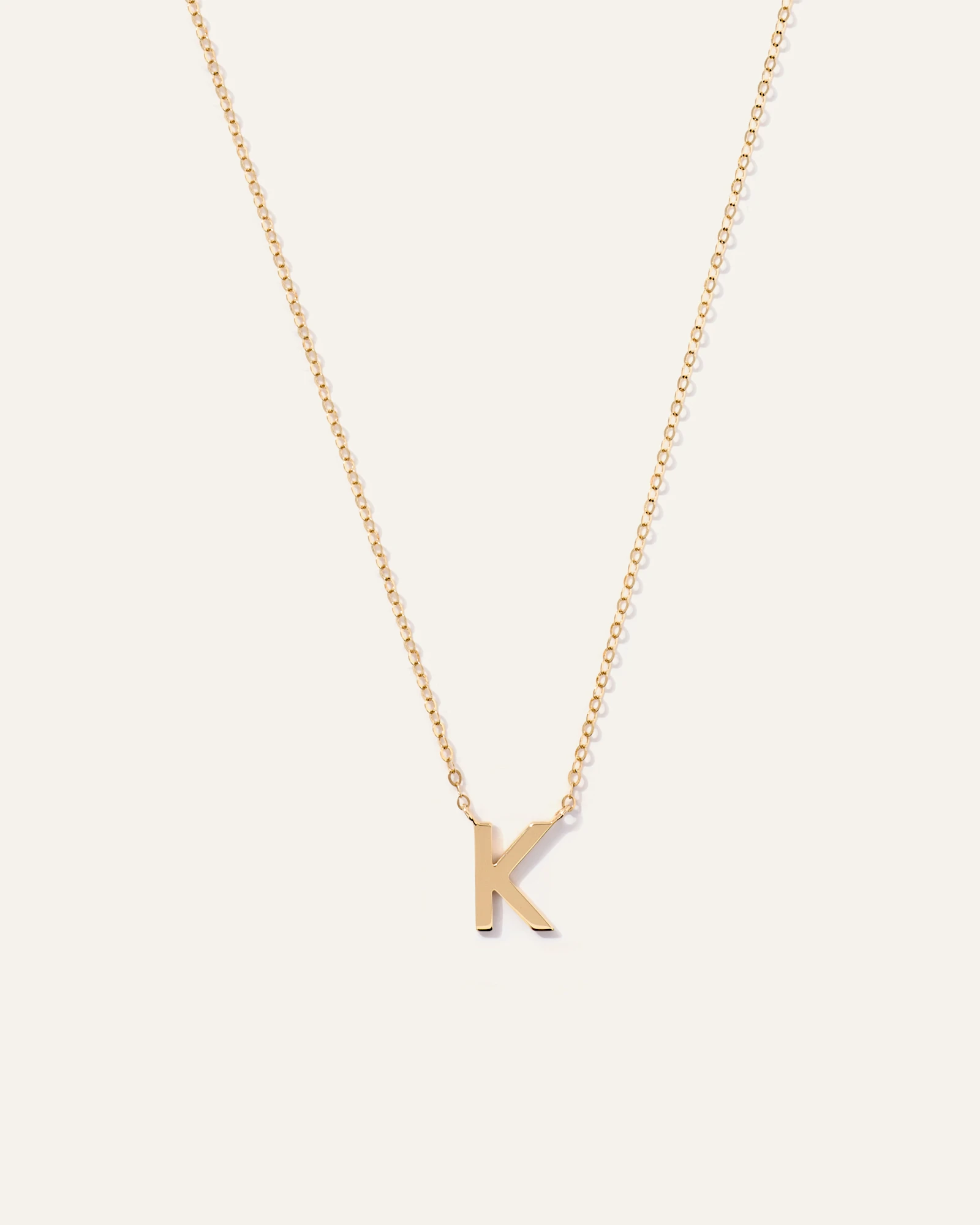 14K Gold Letter Necklace - K in Yellow Gold