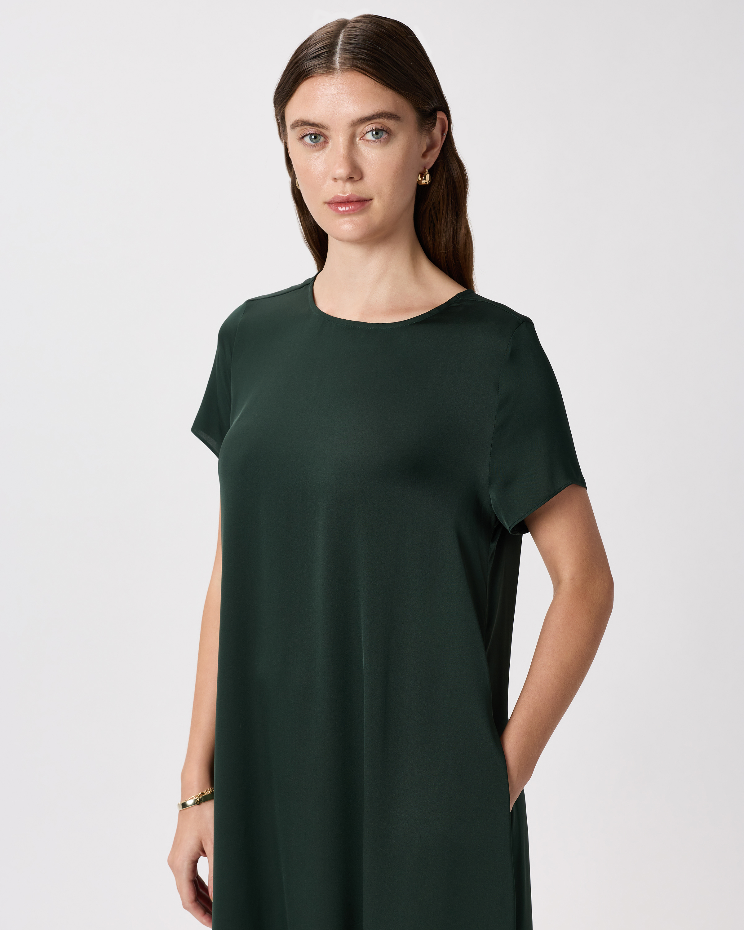 Women's Washable Stretch Silk Voluminous Maxi Dress in Forest Green, Size XS by Quince