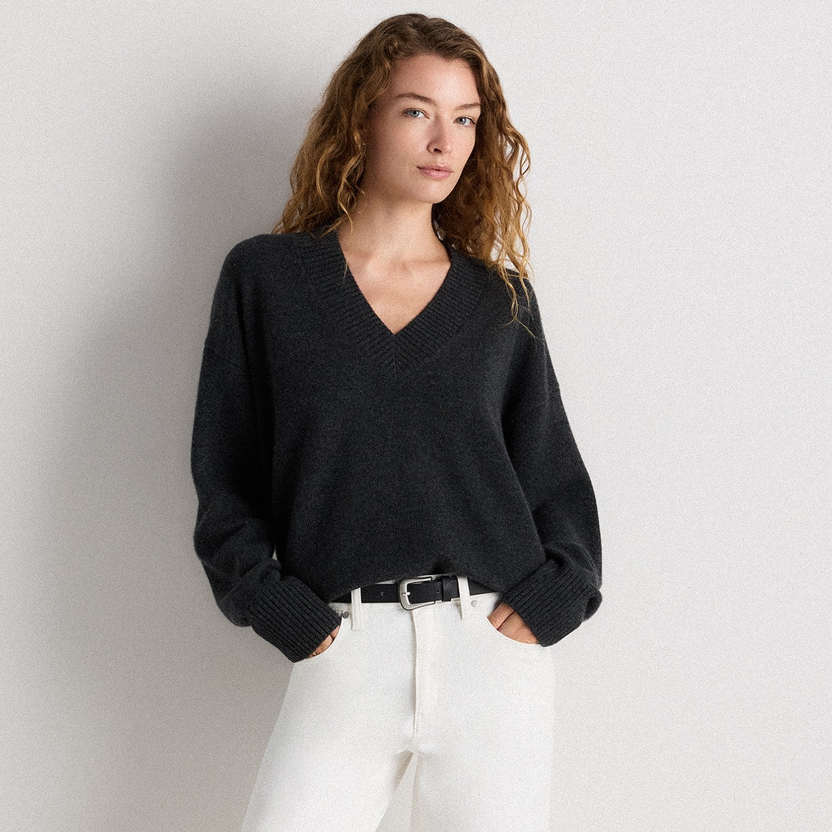 Lightweight Cotton Cashmere Link-Stitch Dolman Sweater in