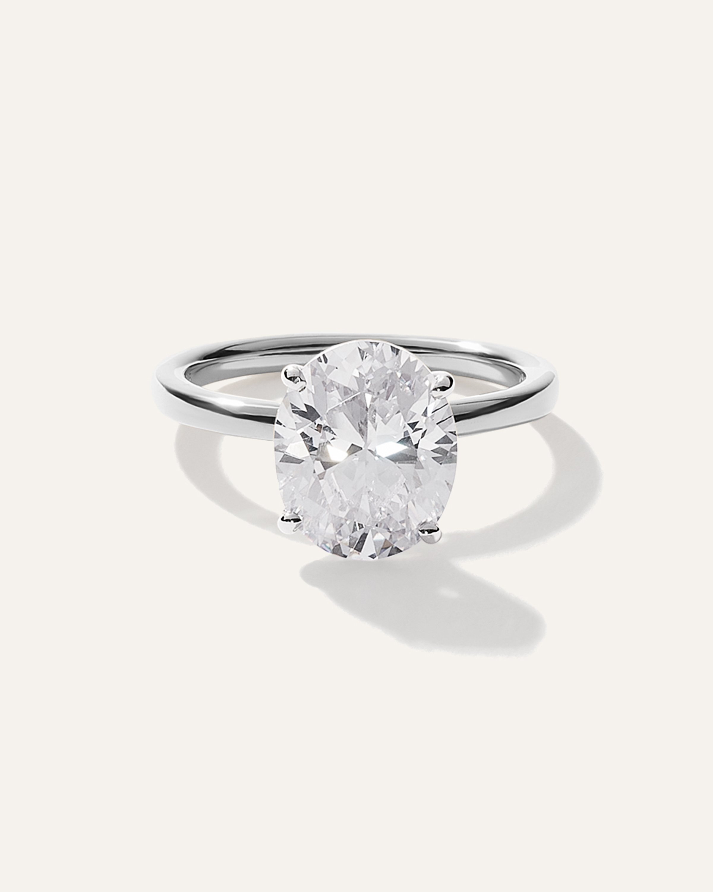 Platinum Lab Grown Diamond Oval Comfort Fit Engagement Ring