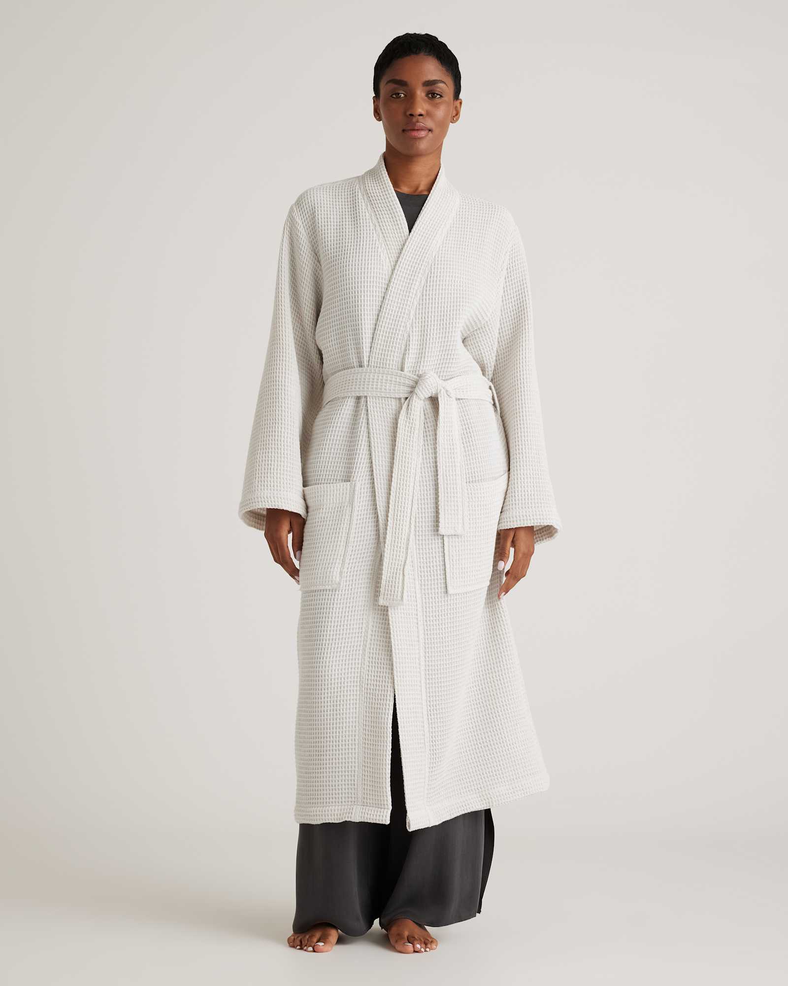 Organic Turkish Waffle Robe in Silver