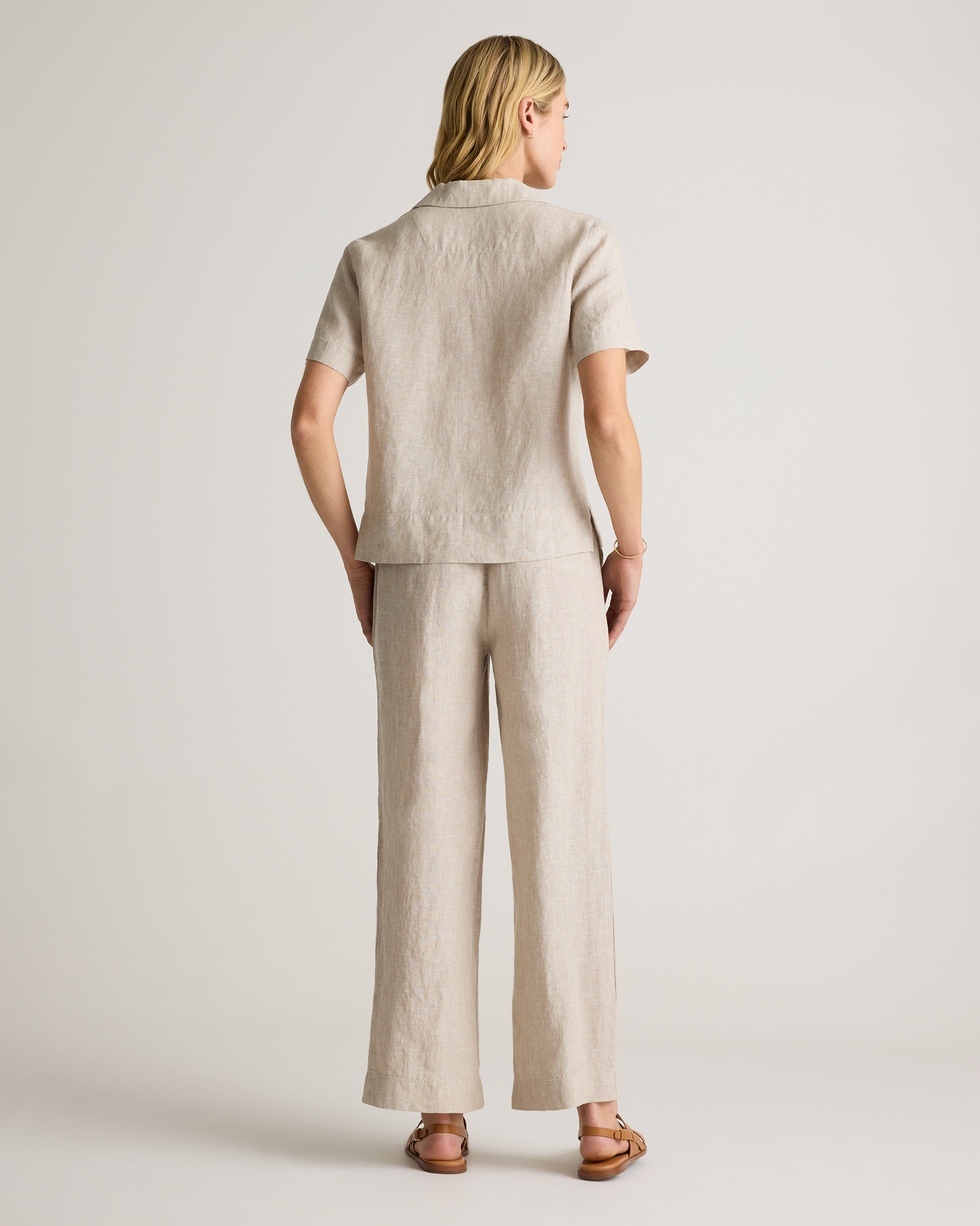 100% European Linen Wide Leg Pants in Flax