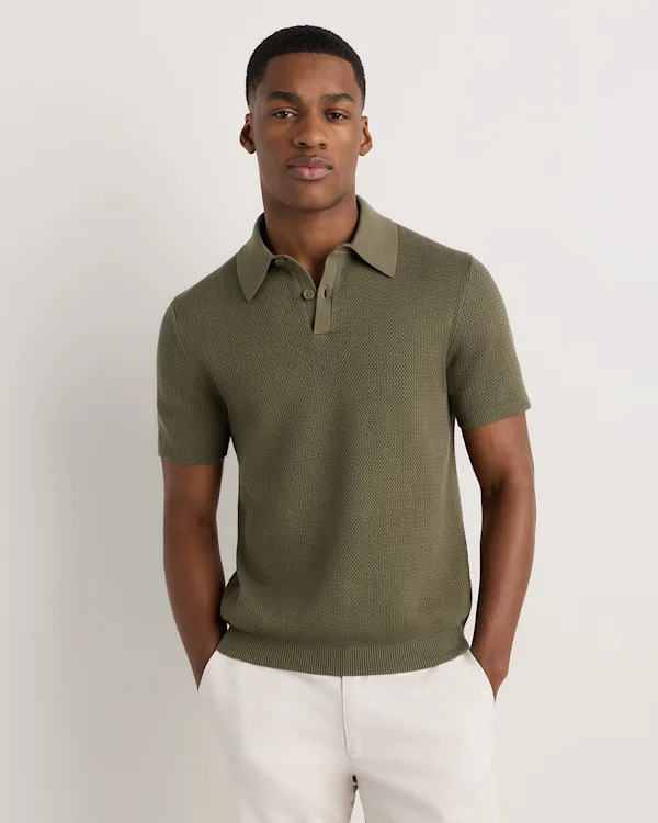 100% Organic Cotton Textured Sweater Polo