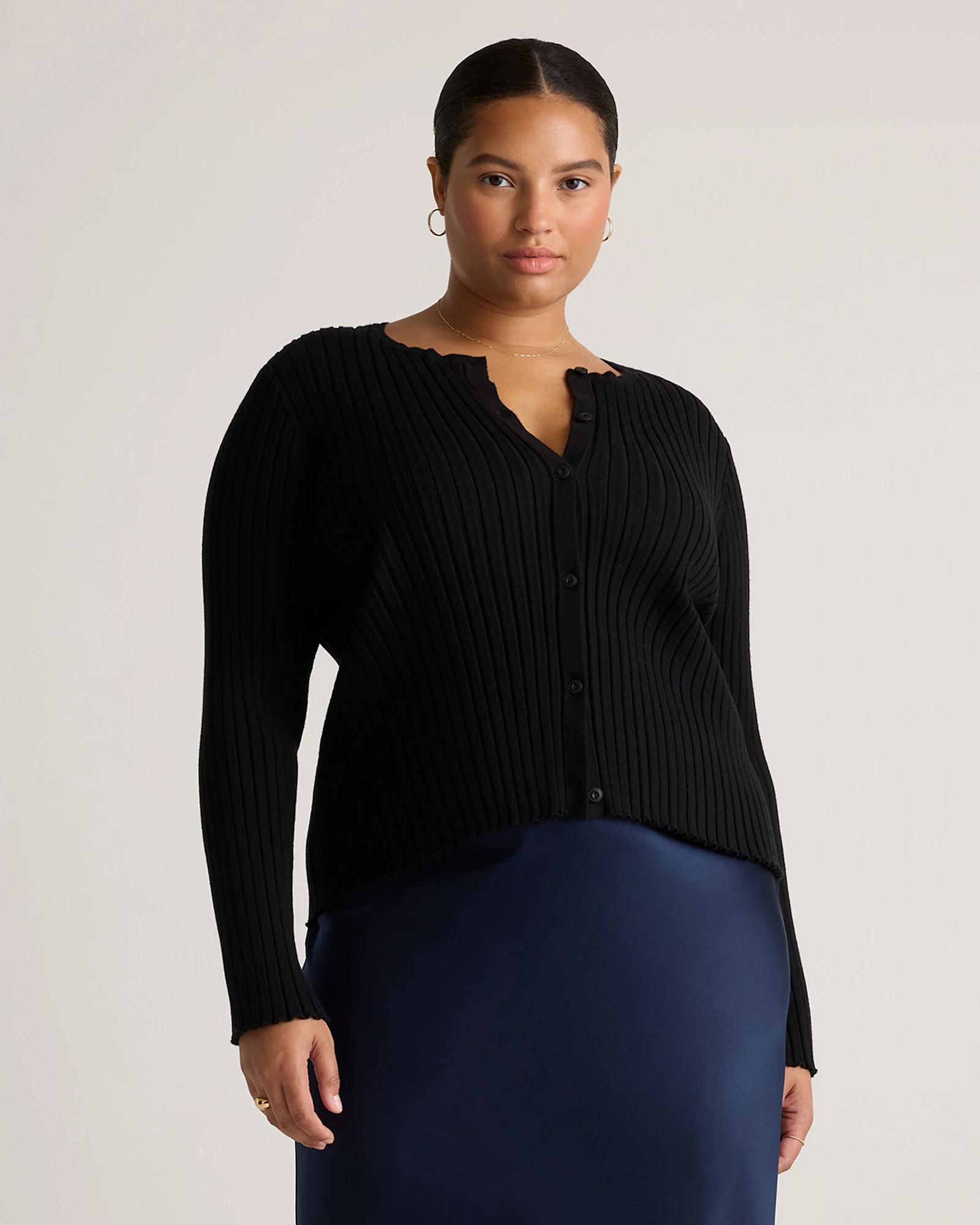 Eco-Knit Cropped Rib Cardigan