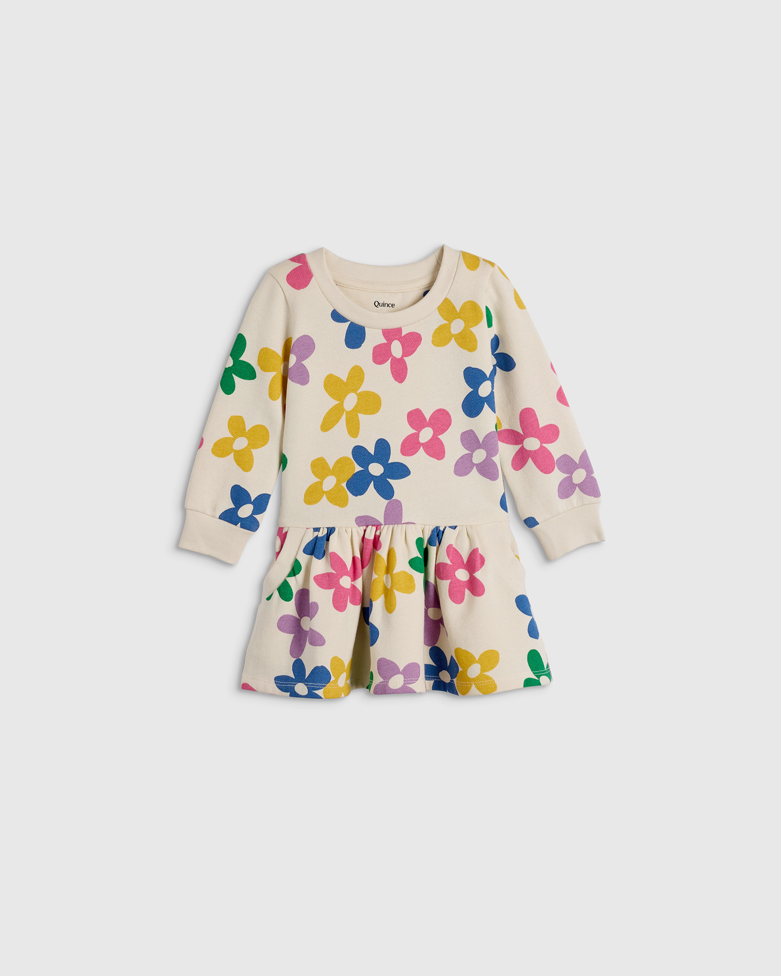 Bold Multi Floral Cozy Fleece Sweatshirt Dress