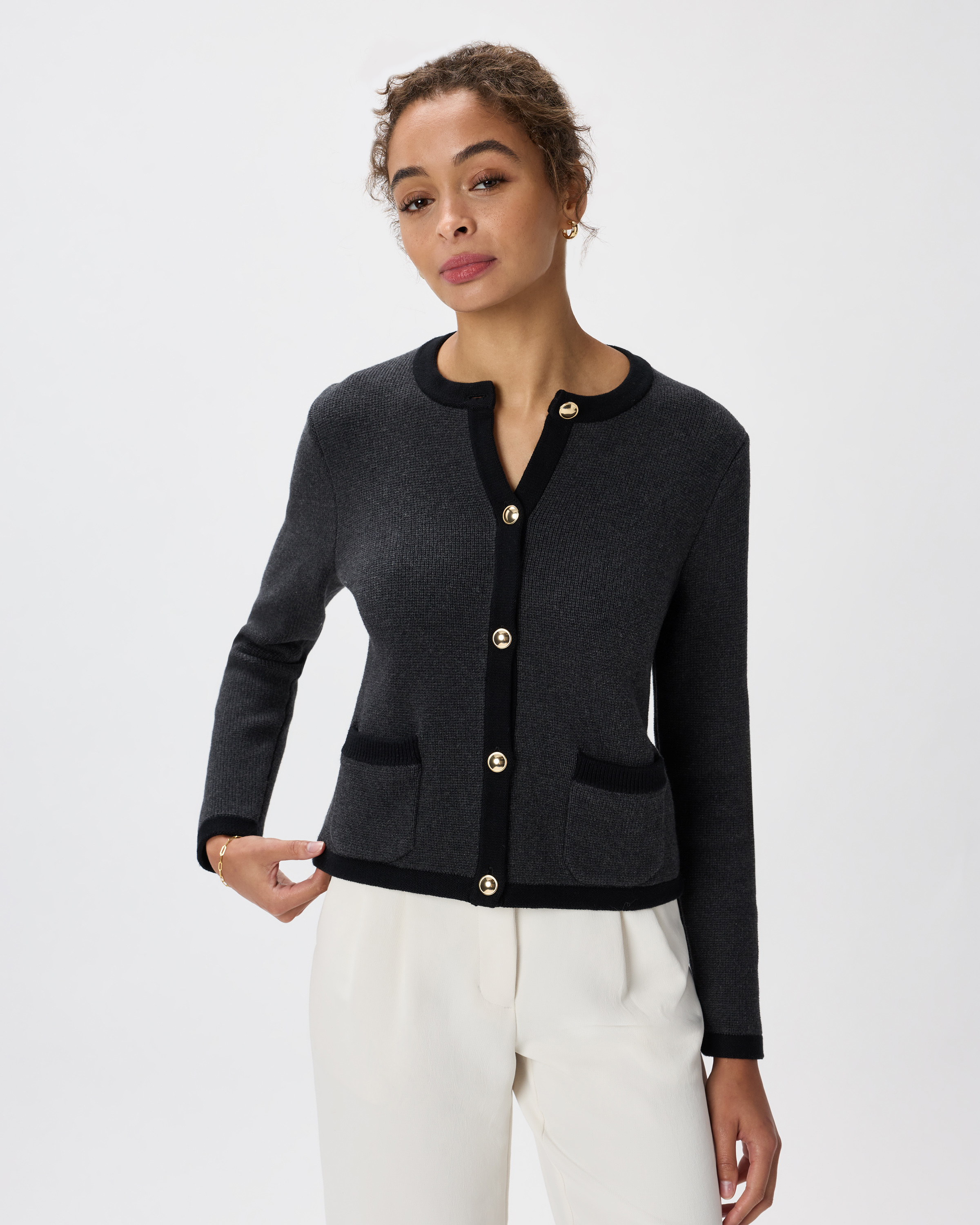 Charcoal/Black Colorblock 100% Organic Cotton Sweater Jacket