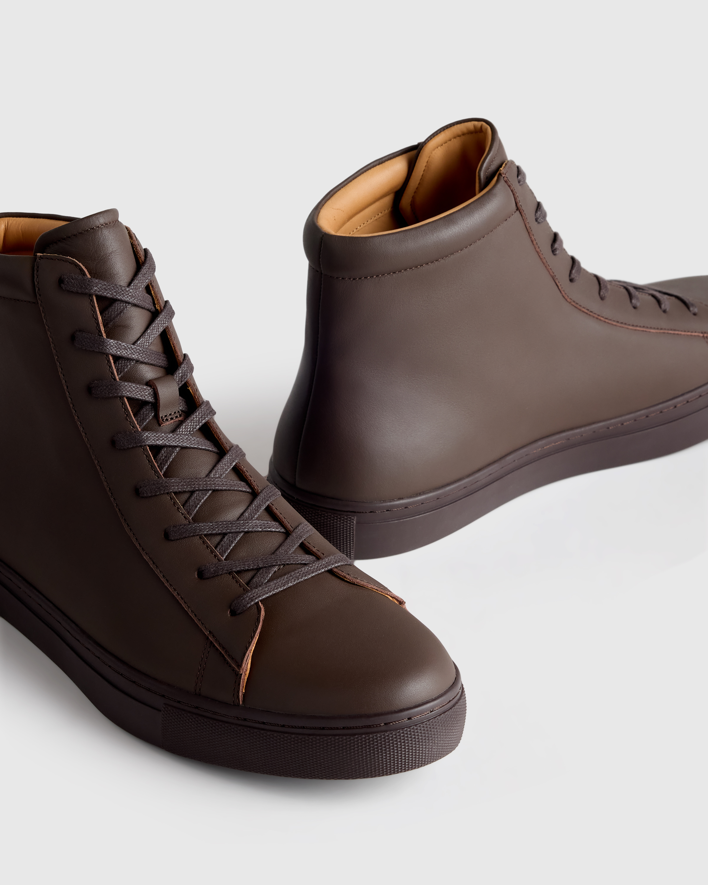 brown dress shoes high top Men's Italian Leather Everyday Sneaker in Espresso Brown, Size 11.5 by Quince SIZE:XXL/14-16