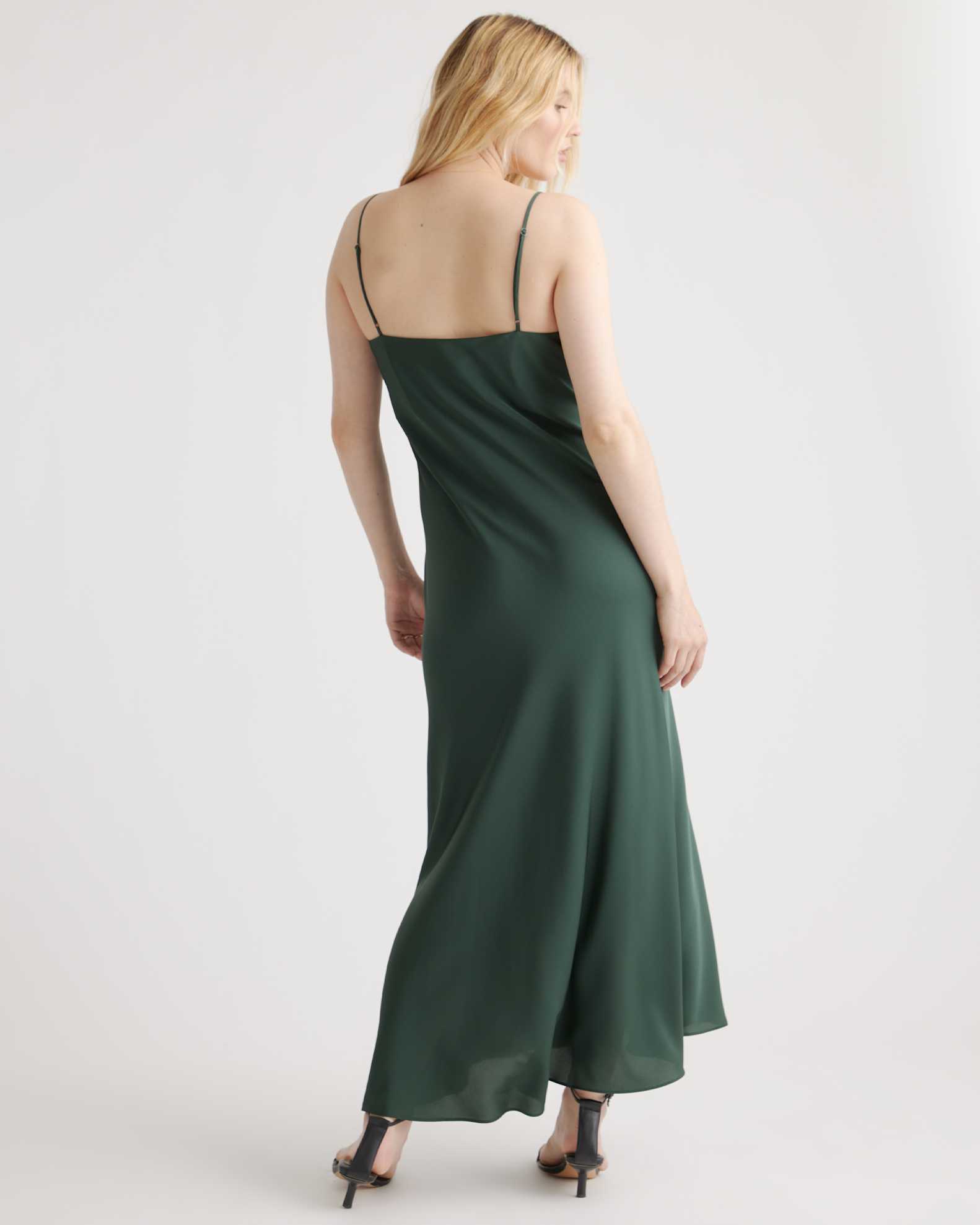Women's Washable Stretch Silk Maternity Slip Dress in Forest Green, Size Small by Quince Women's Washable Stretch Silk Maternity Slip Dress in Forest Green, Size Small by Quince