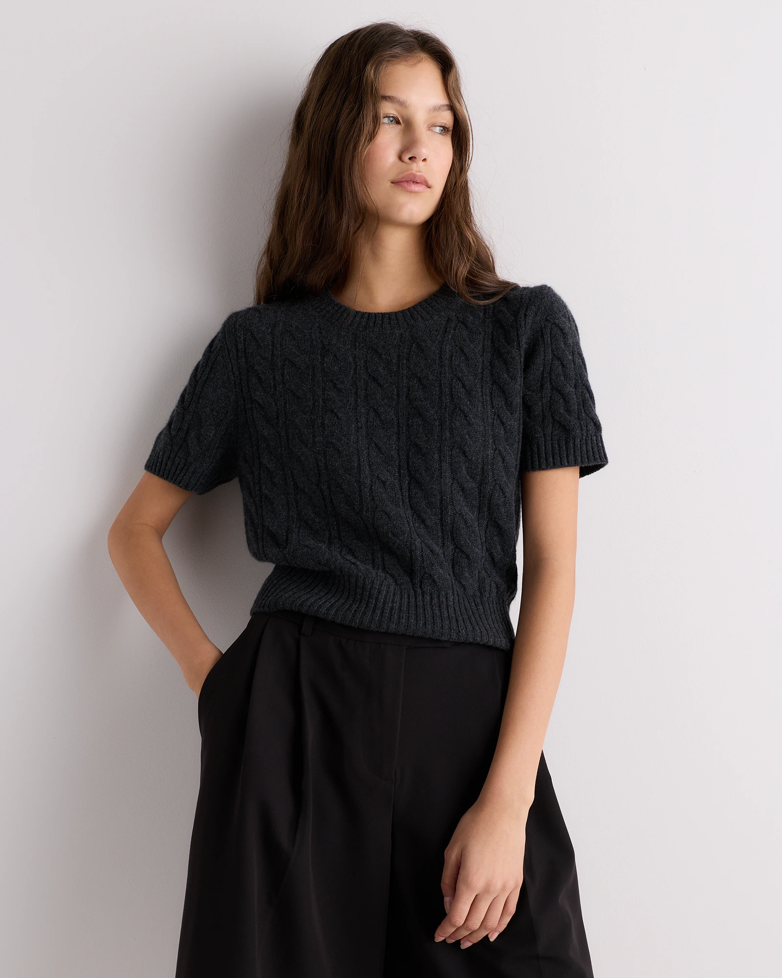 Women's Mongolian Cashmere Cable Tee