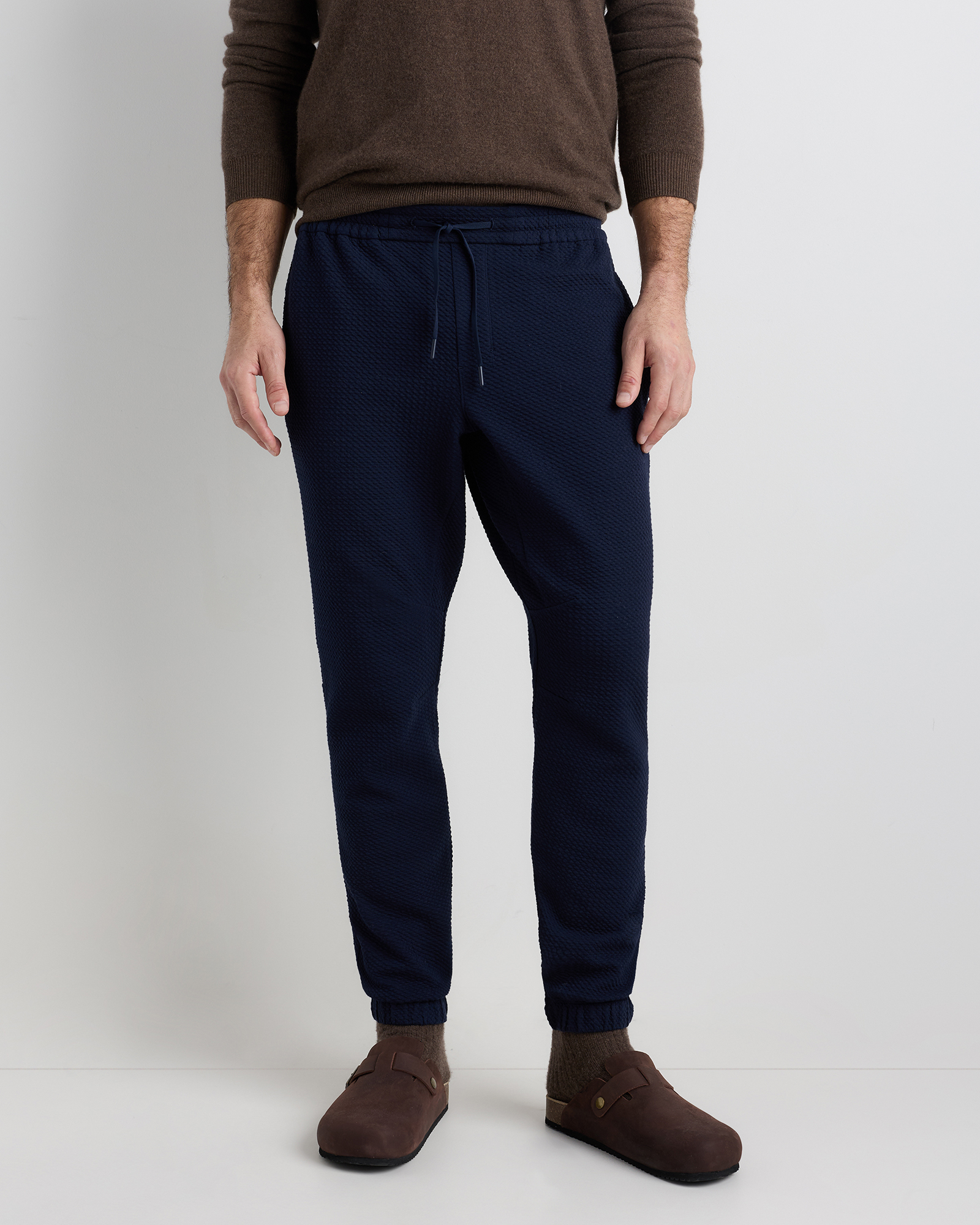 Deep Navy Waffle Knit Joggers