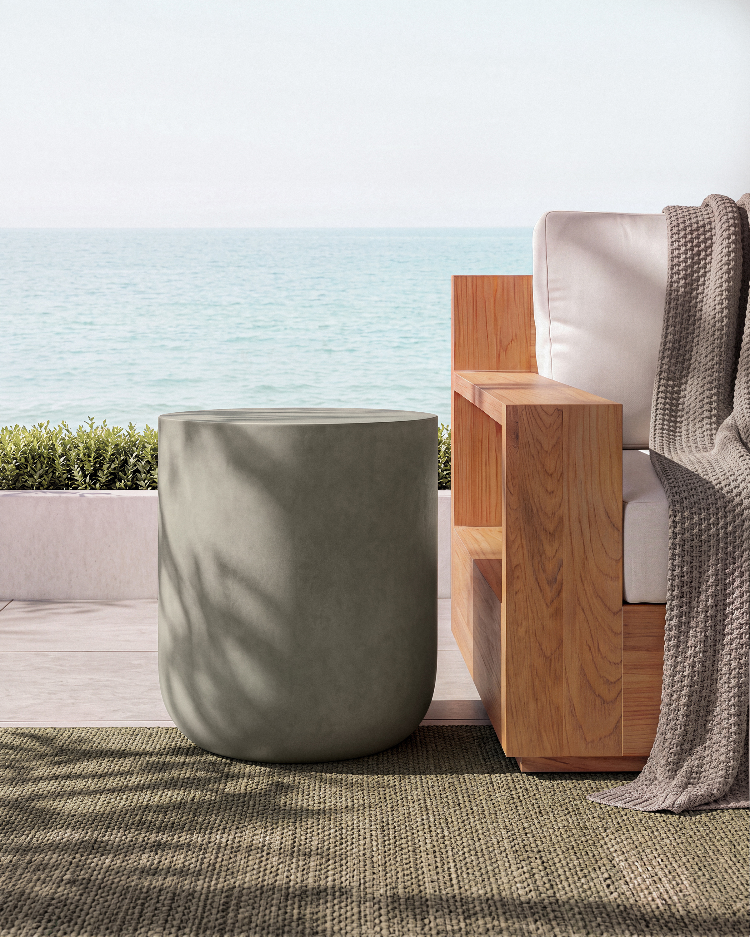 Concrete Drum Outdoor Side Table - thumbnail 2