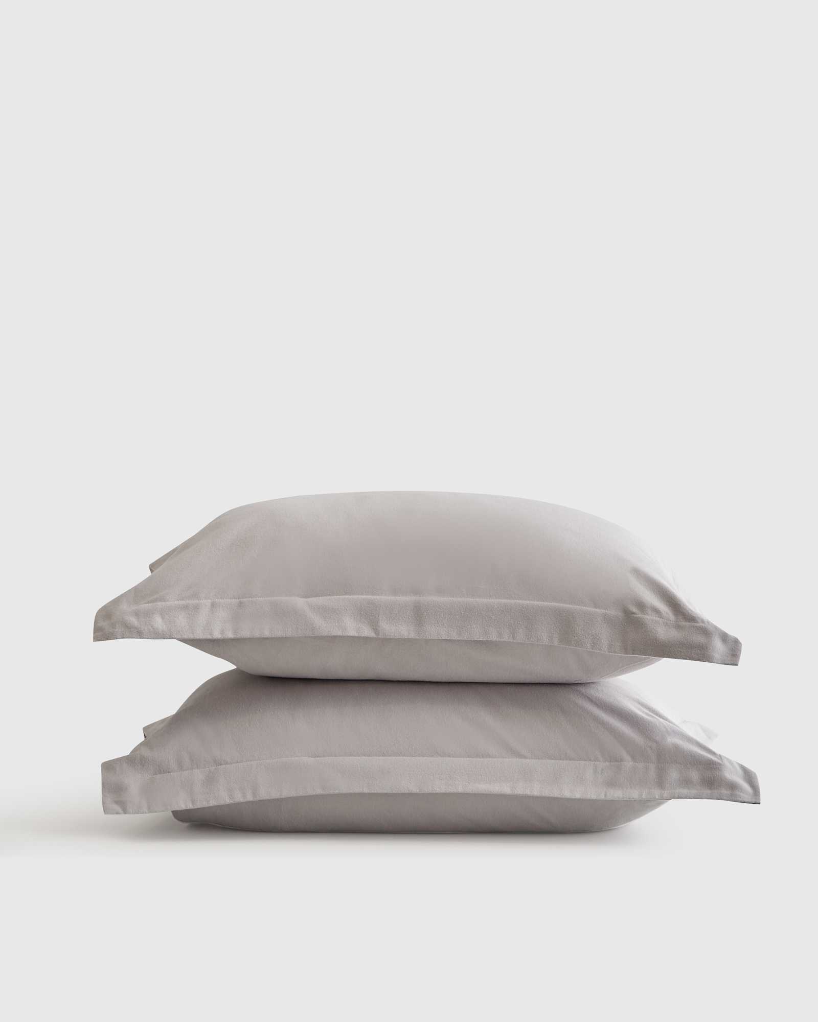 Sham Colour Luxury Organic Flannel Sham Set in Light Grey