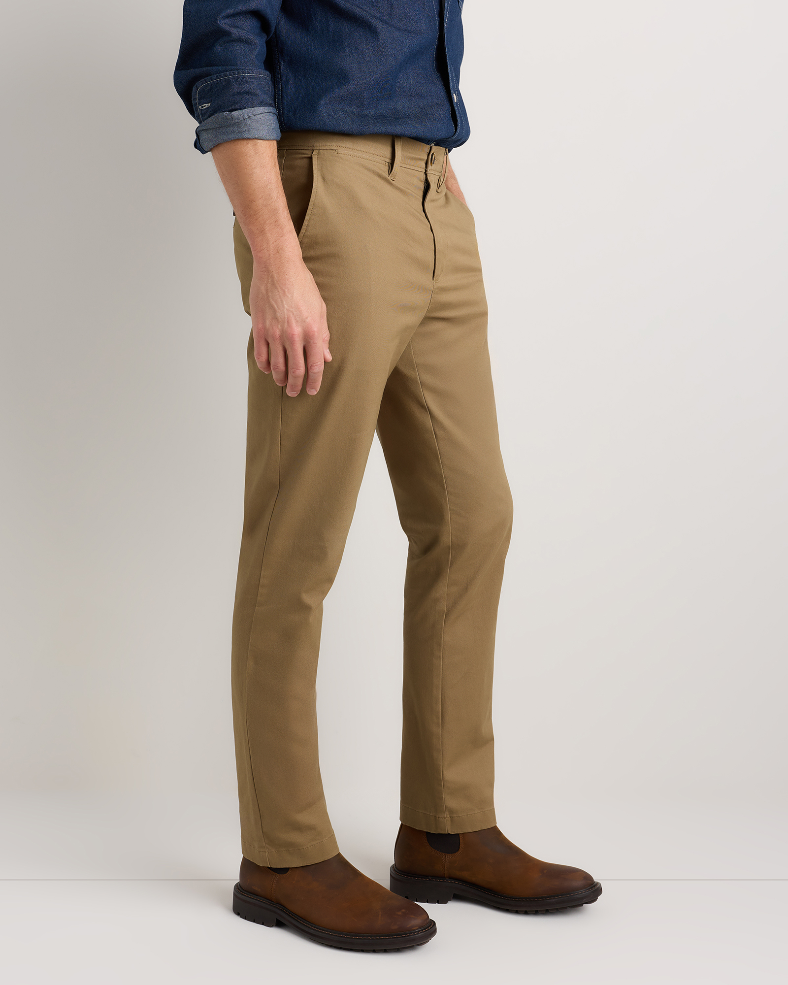 Men's Organic Cotton Stretch Chino Pants - Straight in Stone