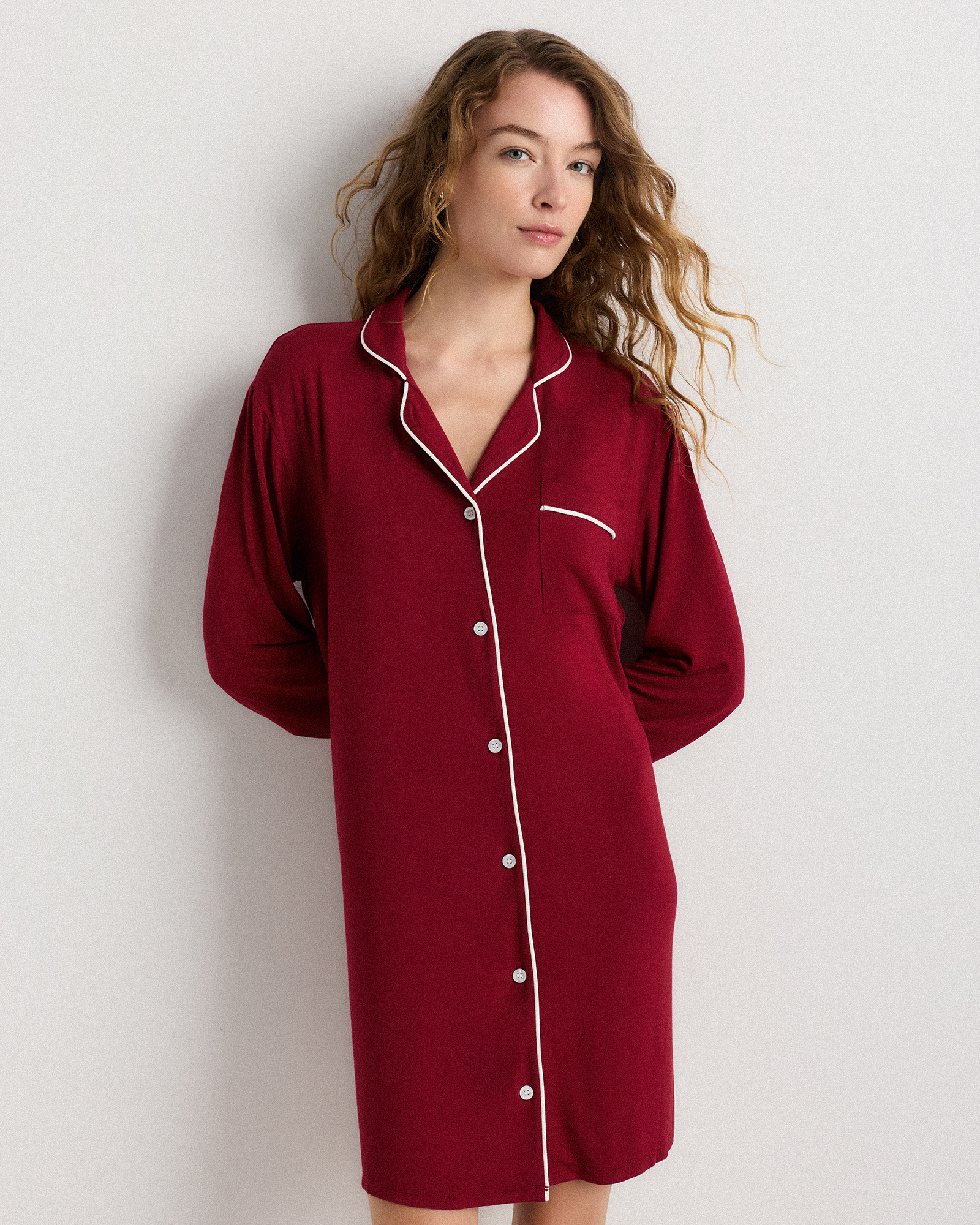 Rhubarb Bamboo Jersey Sleep Shirt