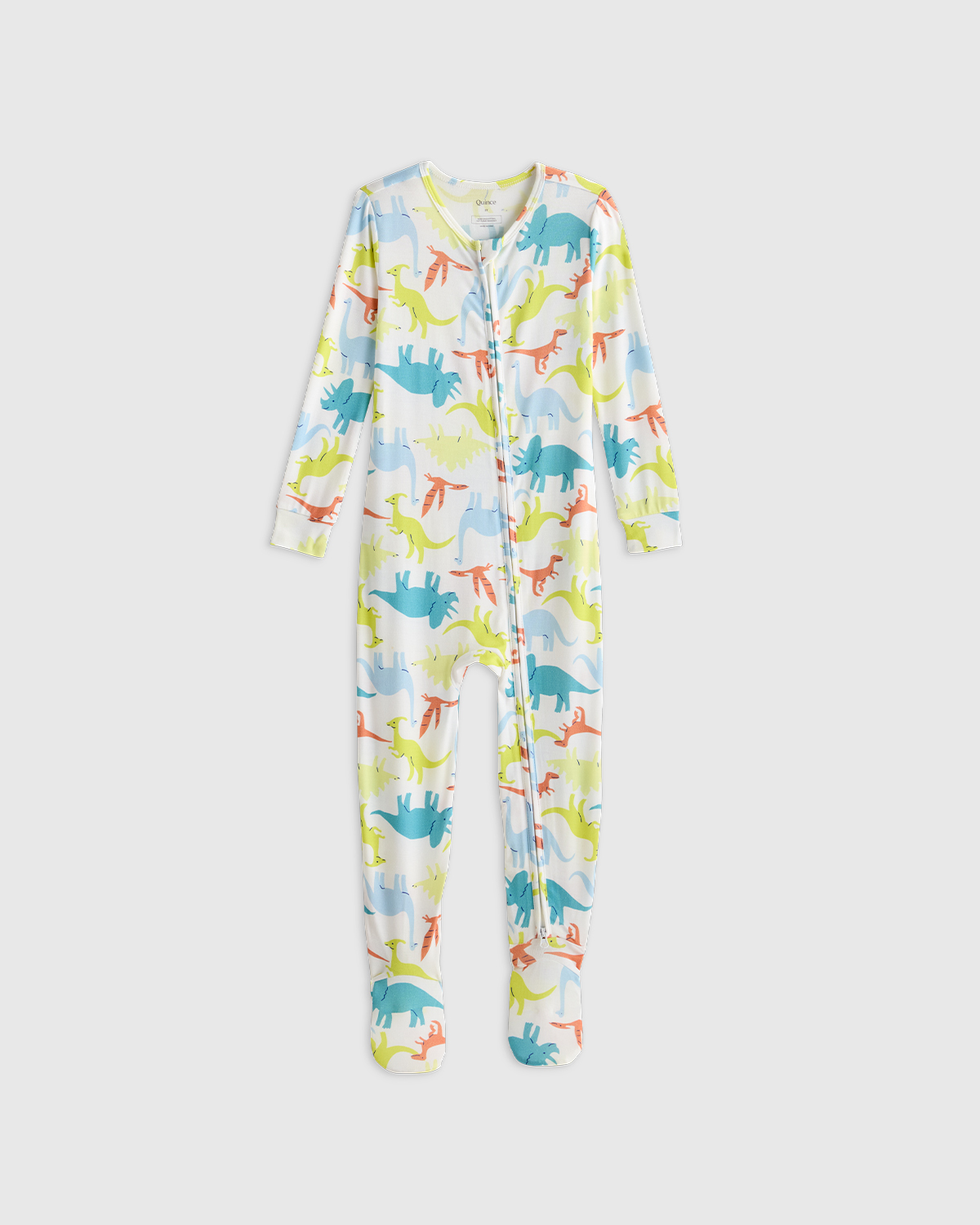Quince Bamboo Footie Pajama In Colorful Dinos