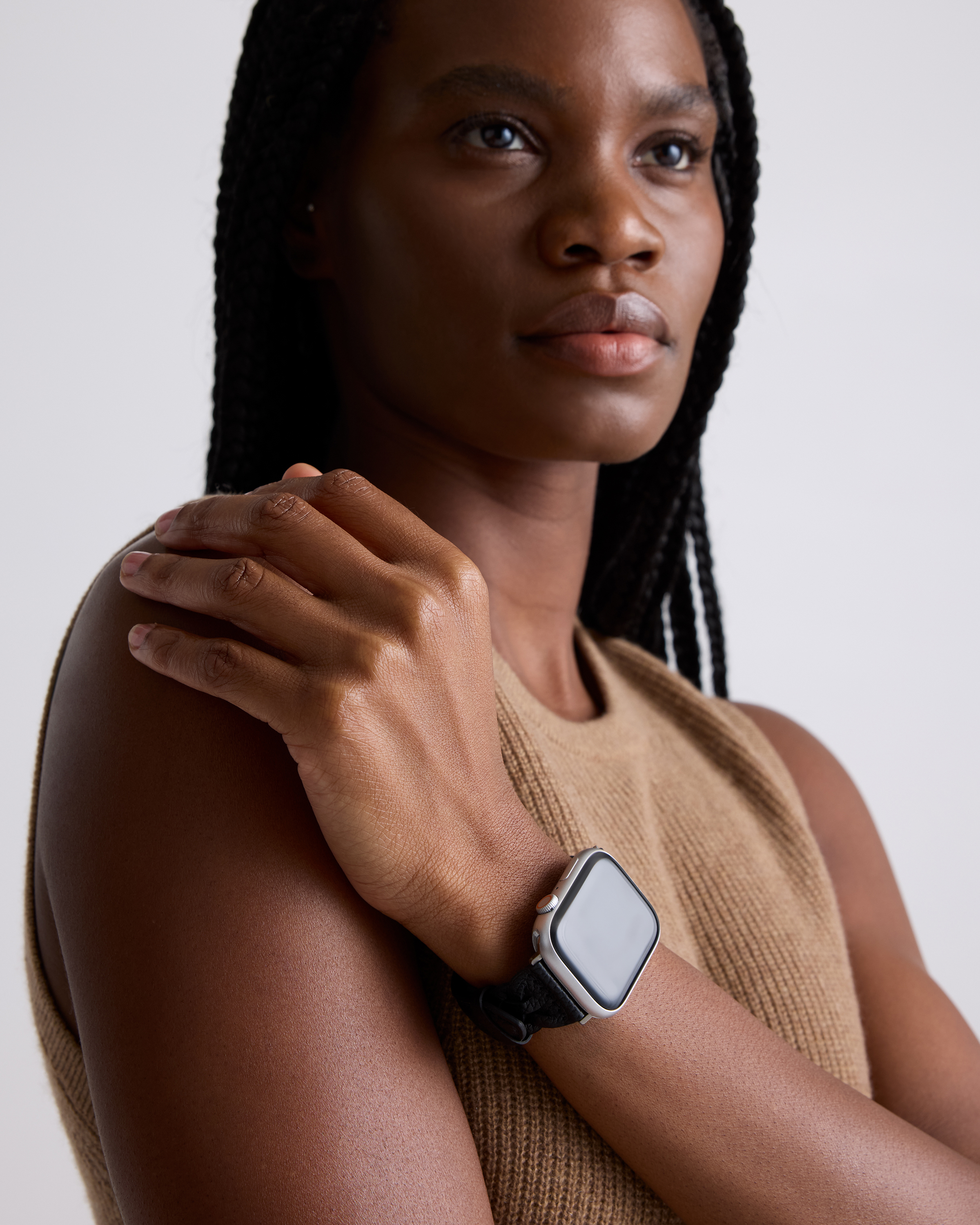 Braided Leather Smartwatch Band in Black