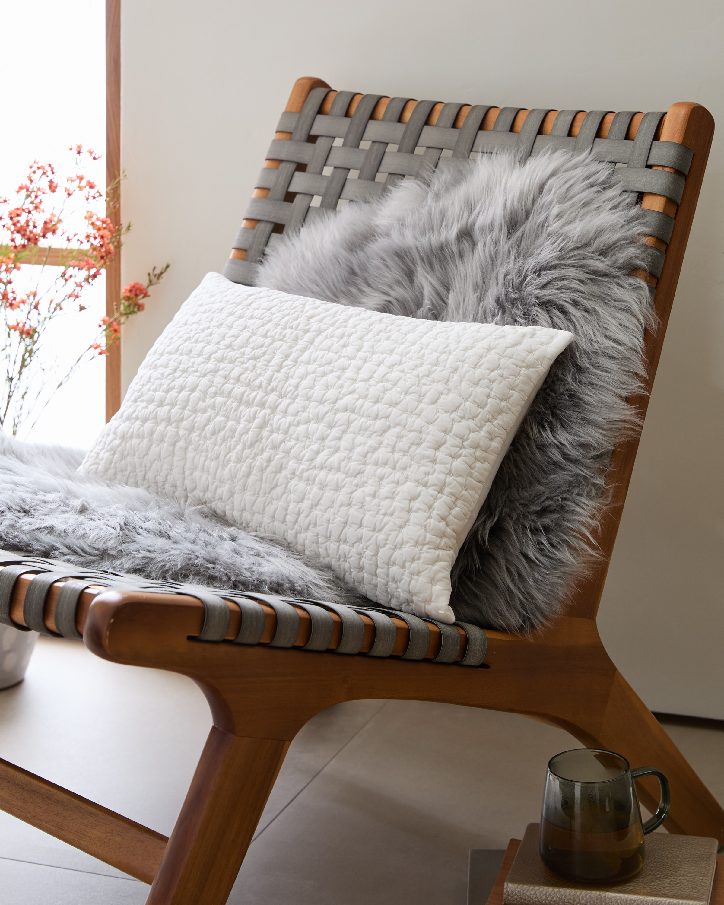 White Organic Cotton Hand Stitched Pillow Cover