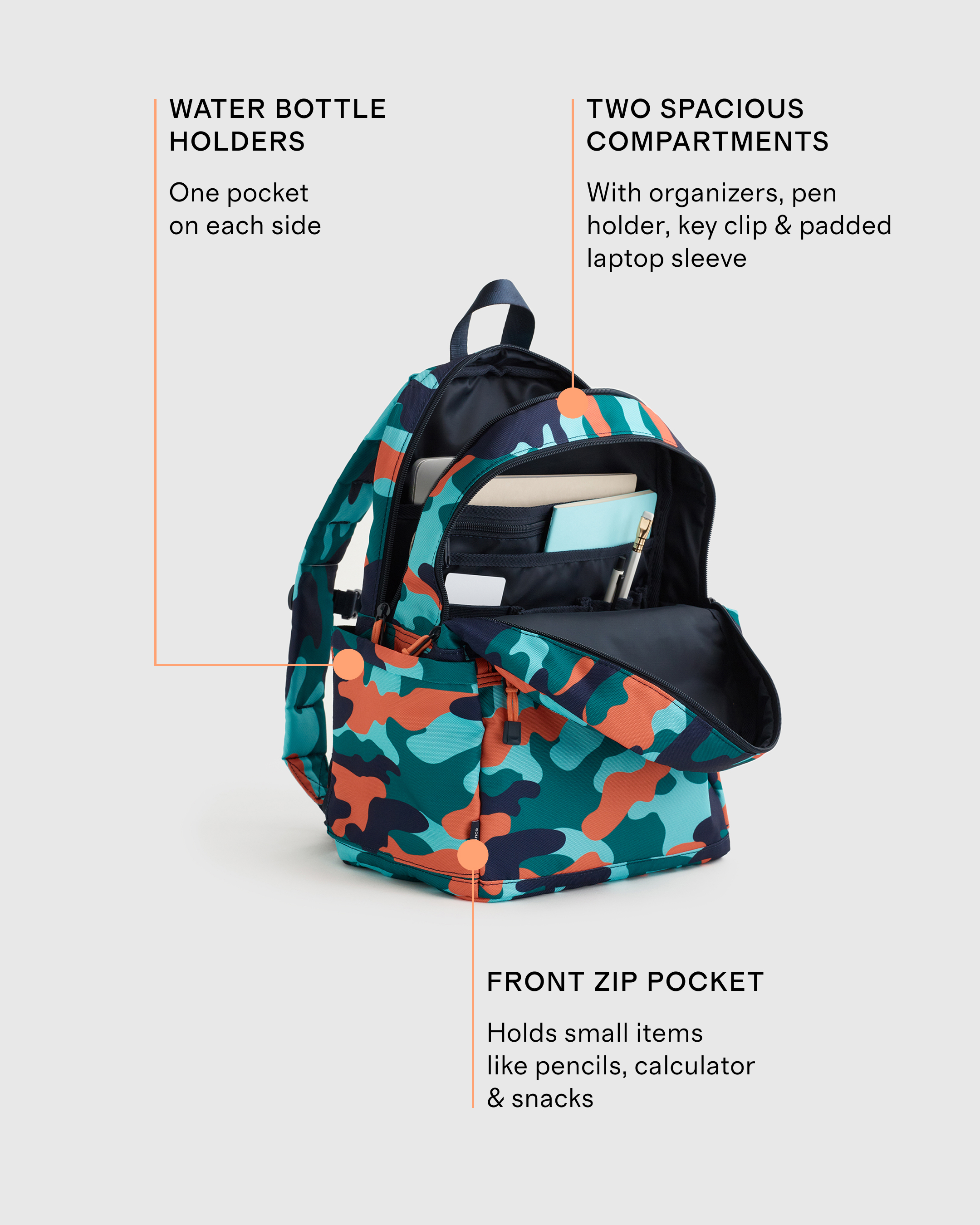 Recycled Double Pocket Backpack - Large