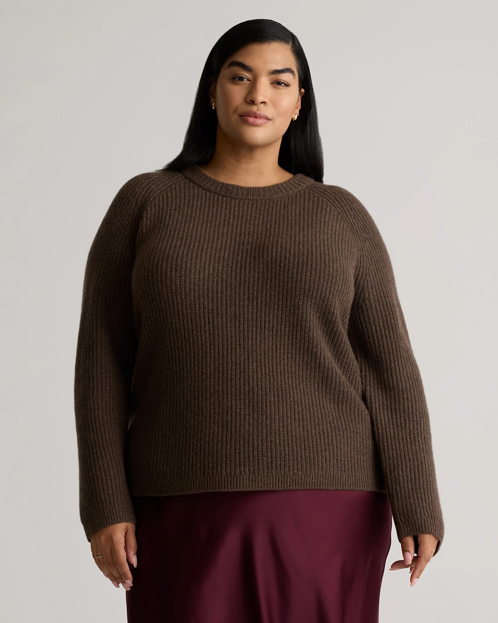 Mongolian Cashmere Fisherman Crewneck Sweater - Plus Size