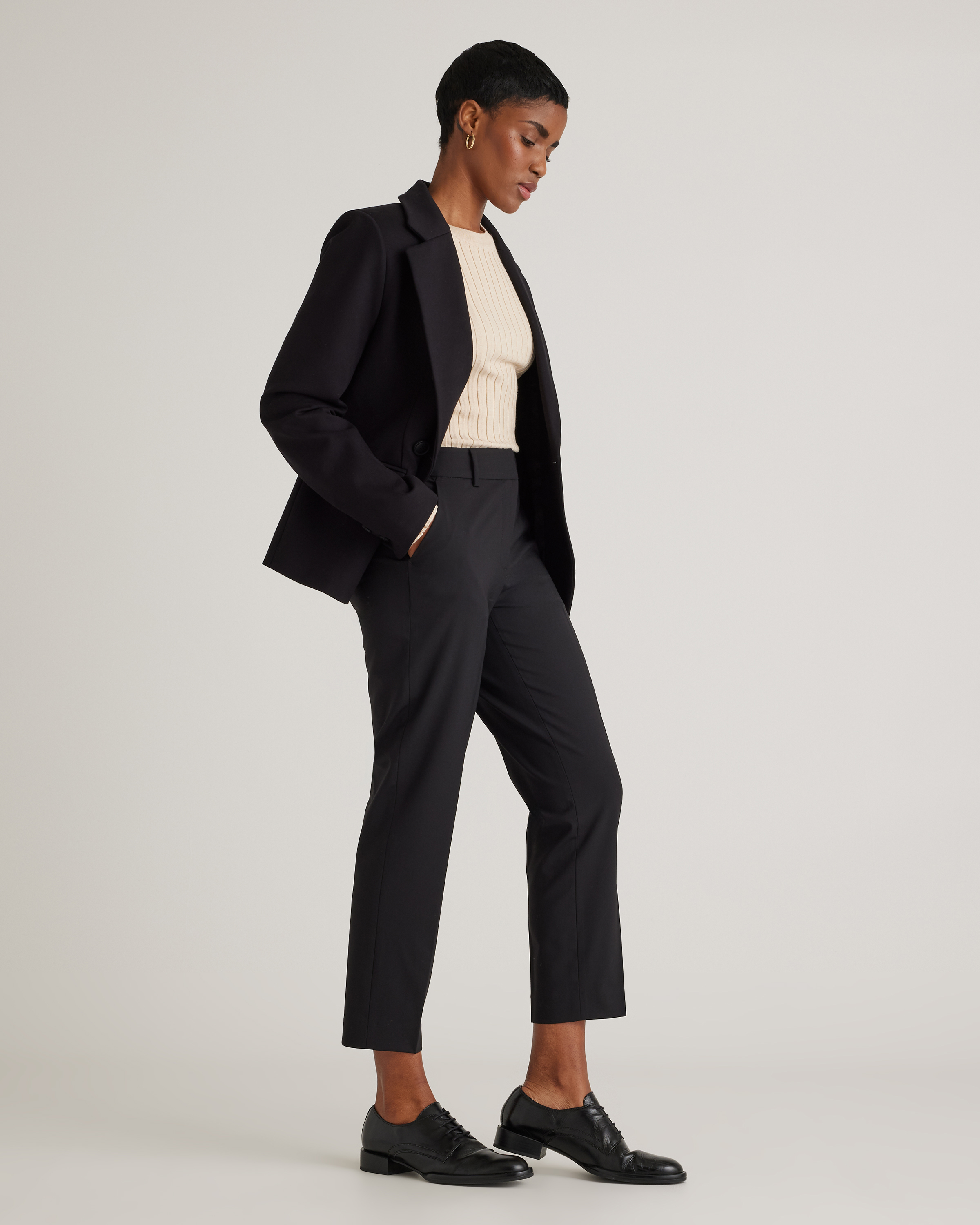 Women's Italian Wool Slim Leg Ankle Pants in Black, Size 8 by Quince