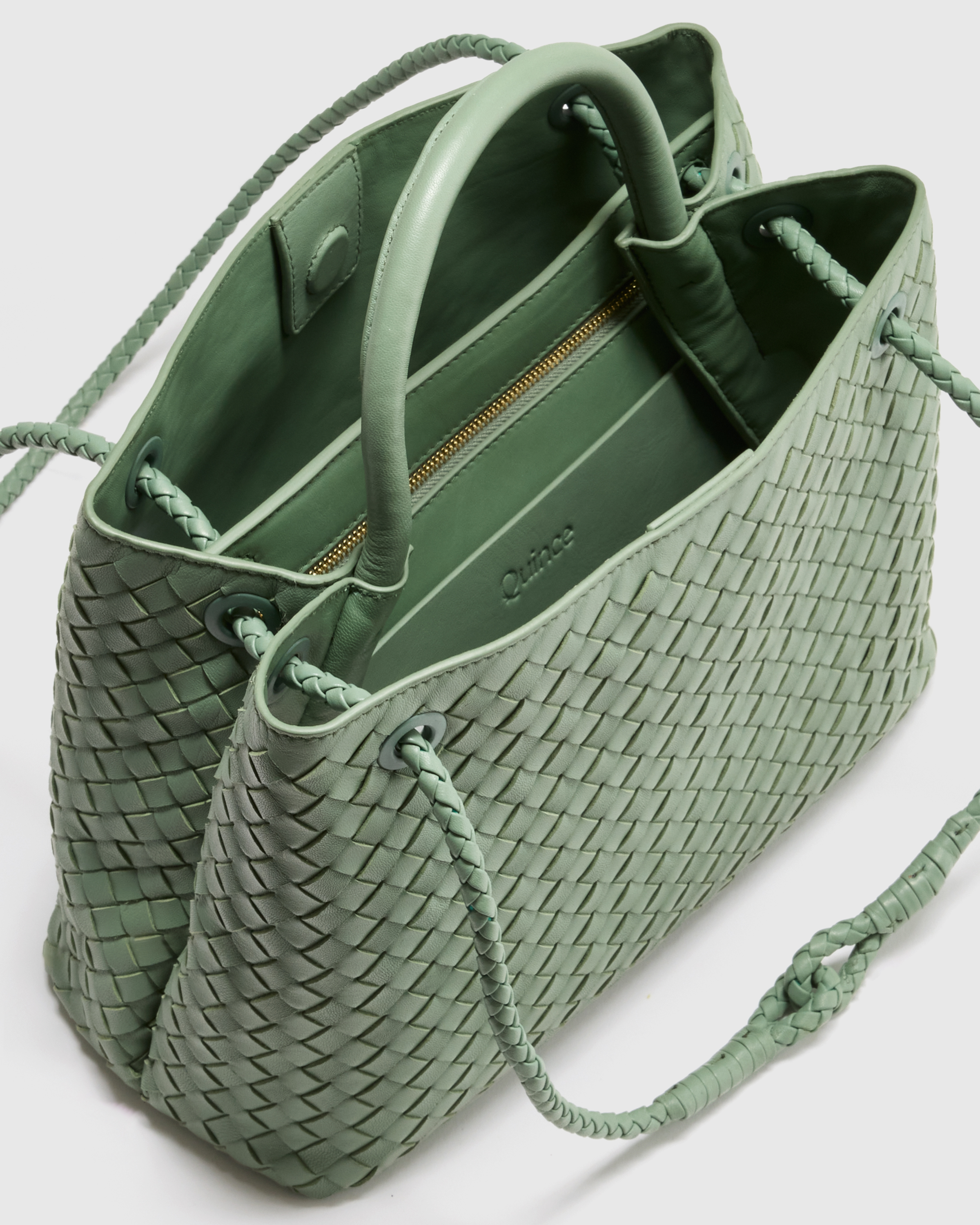 Italian Leather Handwoven Satchel | Quince Canada